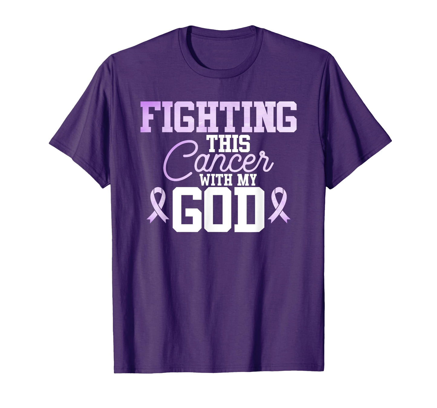 Christian Fighting Cancer Awareness Quote Purple Ribbon T-Shirt