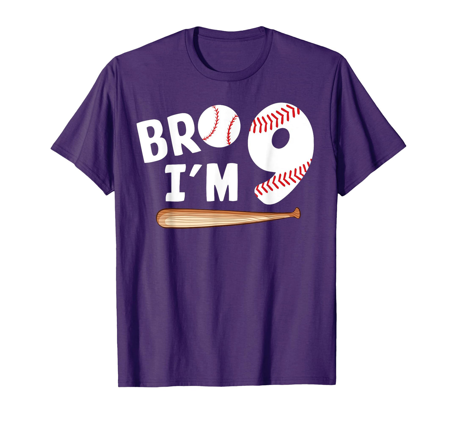 9th Birthday Shirt Boy Bro I'm 9 Year Old Baseball Theme T-Shirt