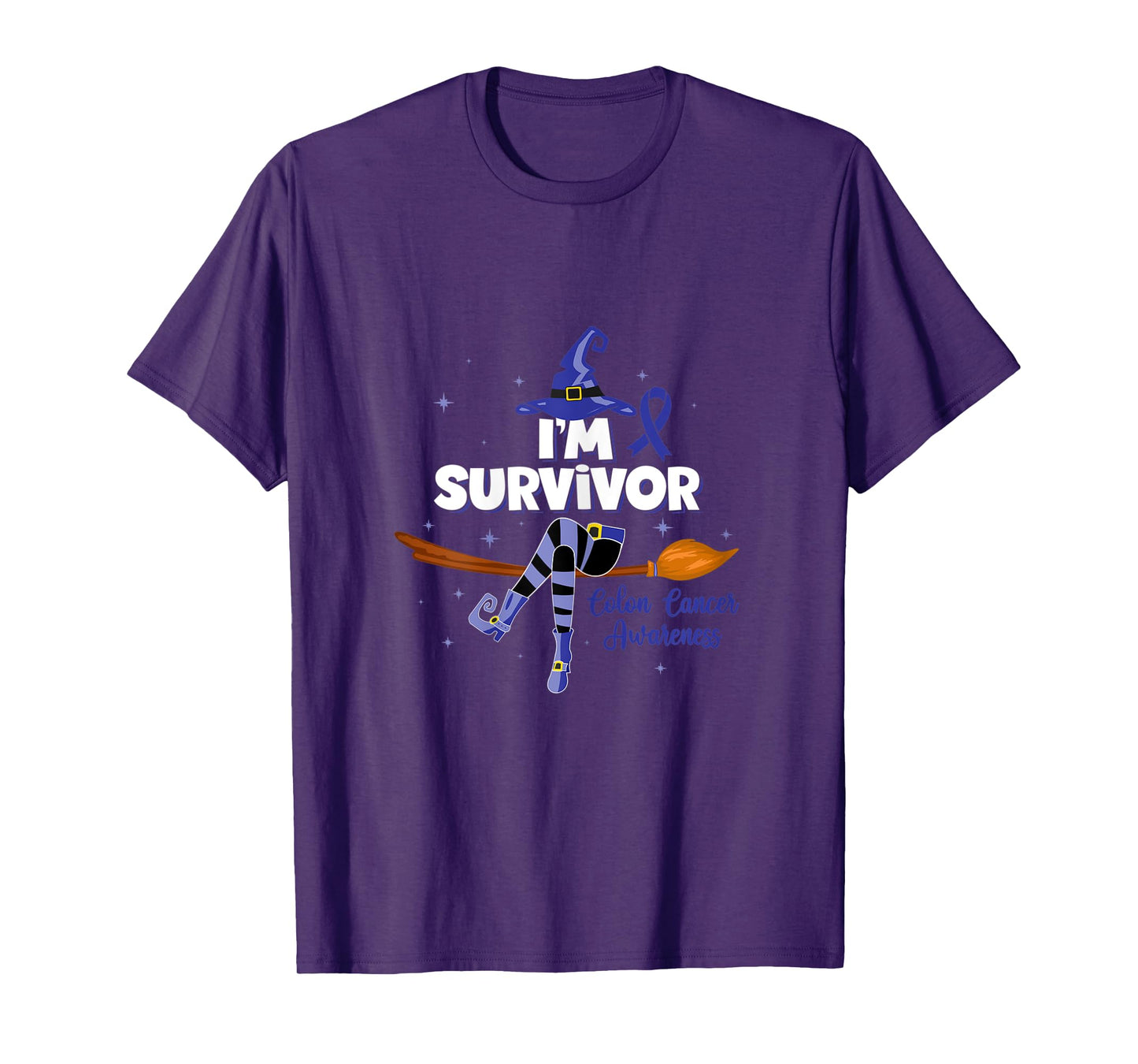 Womens Witch I'm a Survivor Colon Cancer Spooky Halloween T-Shirt