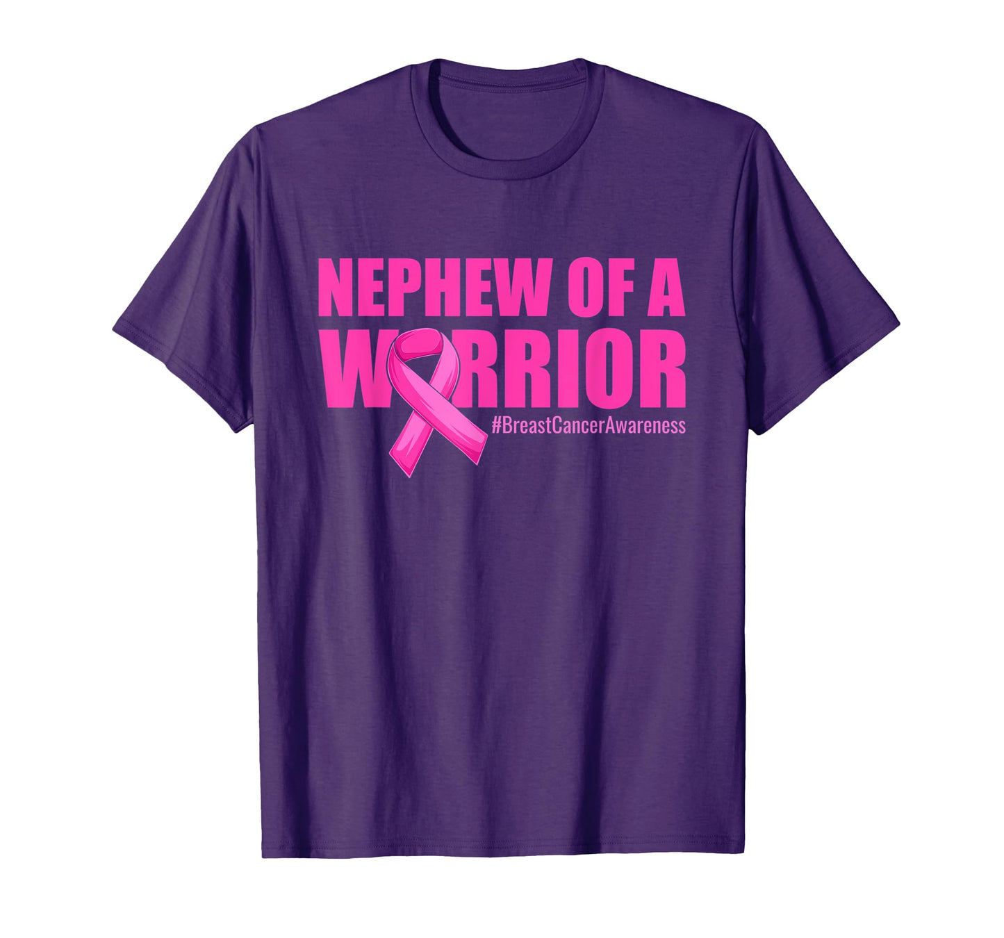 Mens Nephew of a Warrior Aunt Breast Cancer Awareness Pink Ribbon T-Shirt