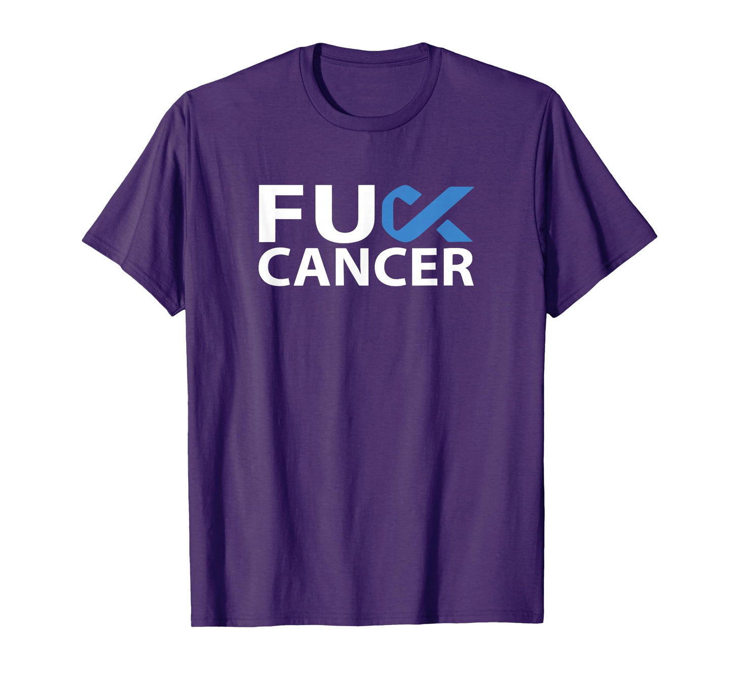 Fuck Stomach Cancer F U FU Blue Ribbon Cancer Awareness T-Shirt