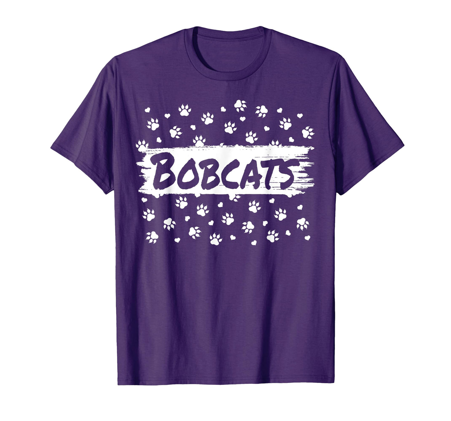 Bobcats Mascot School Spirit Men Women Leopard Footprint T-Shirt