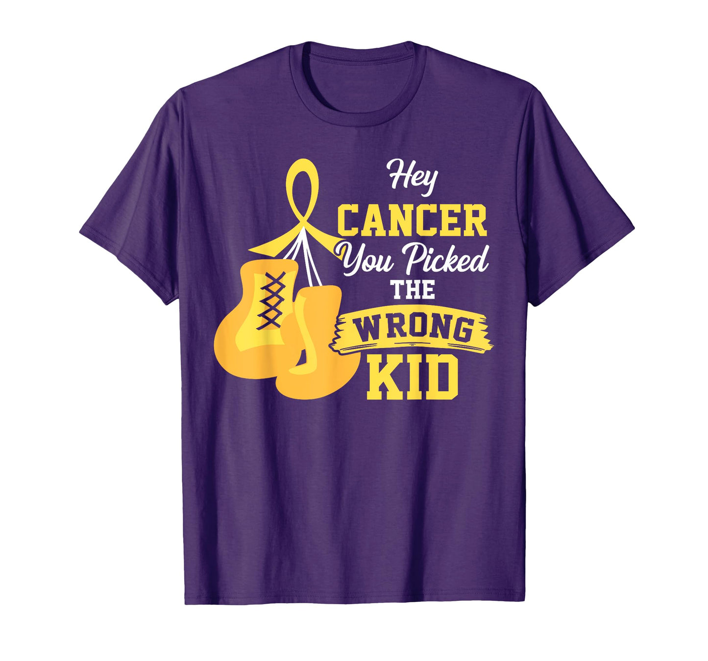Hey Cancer You Picked The Wrong Kid Childhood Cancer Ribbon T-Shirt