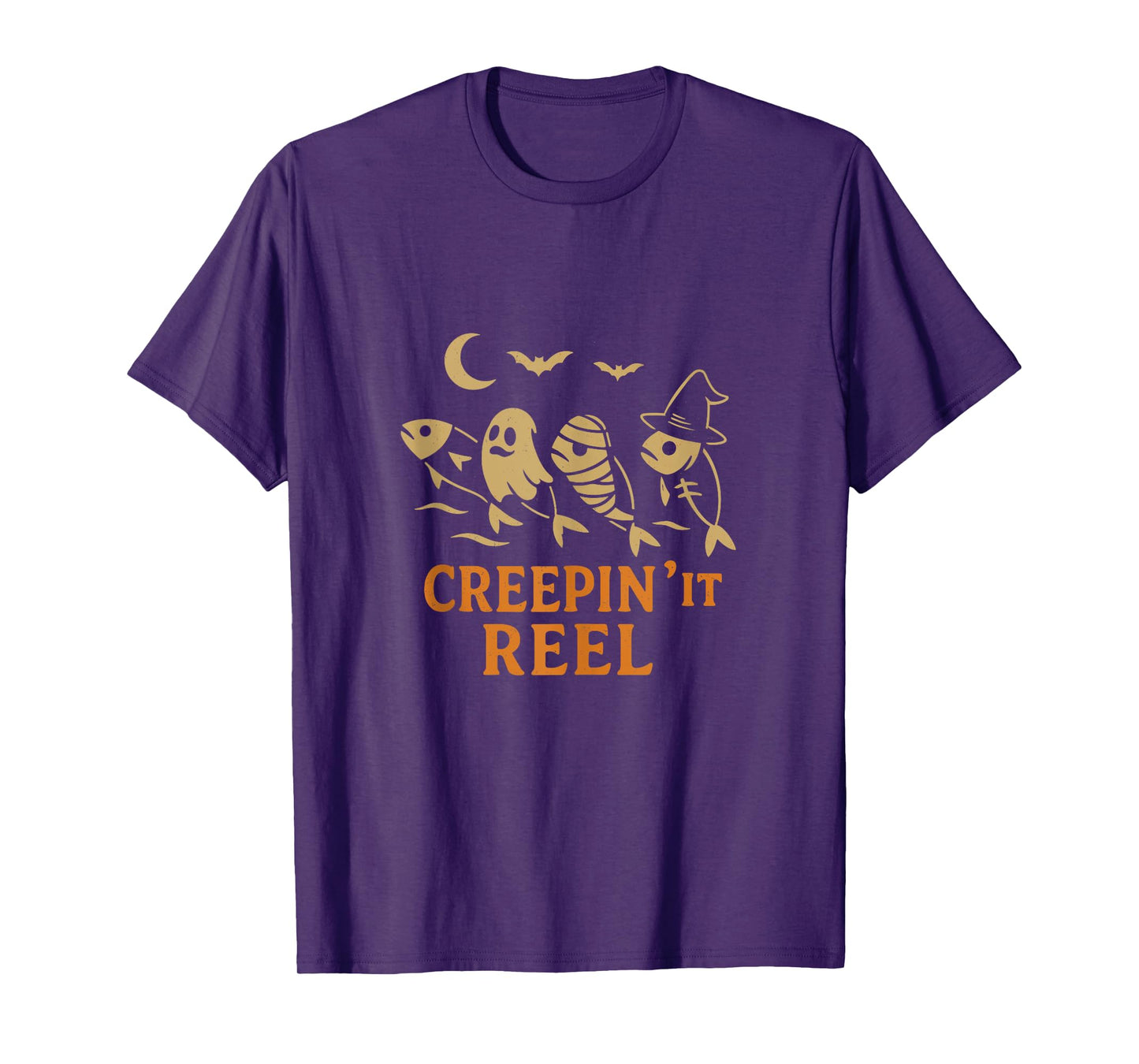 Creepin it Reel Scary Sardine Fish Ghost Skeleton Retro Fish Tank Top