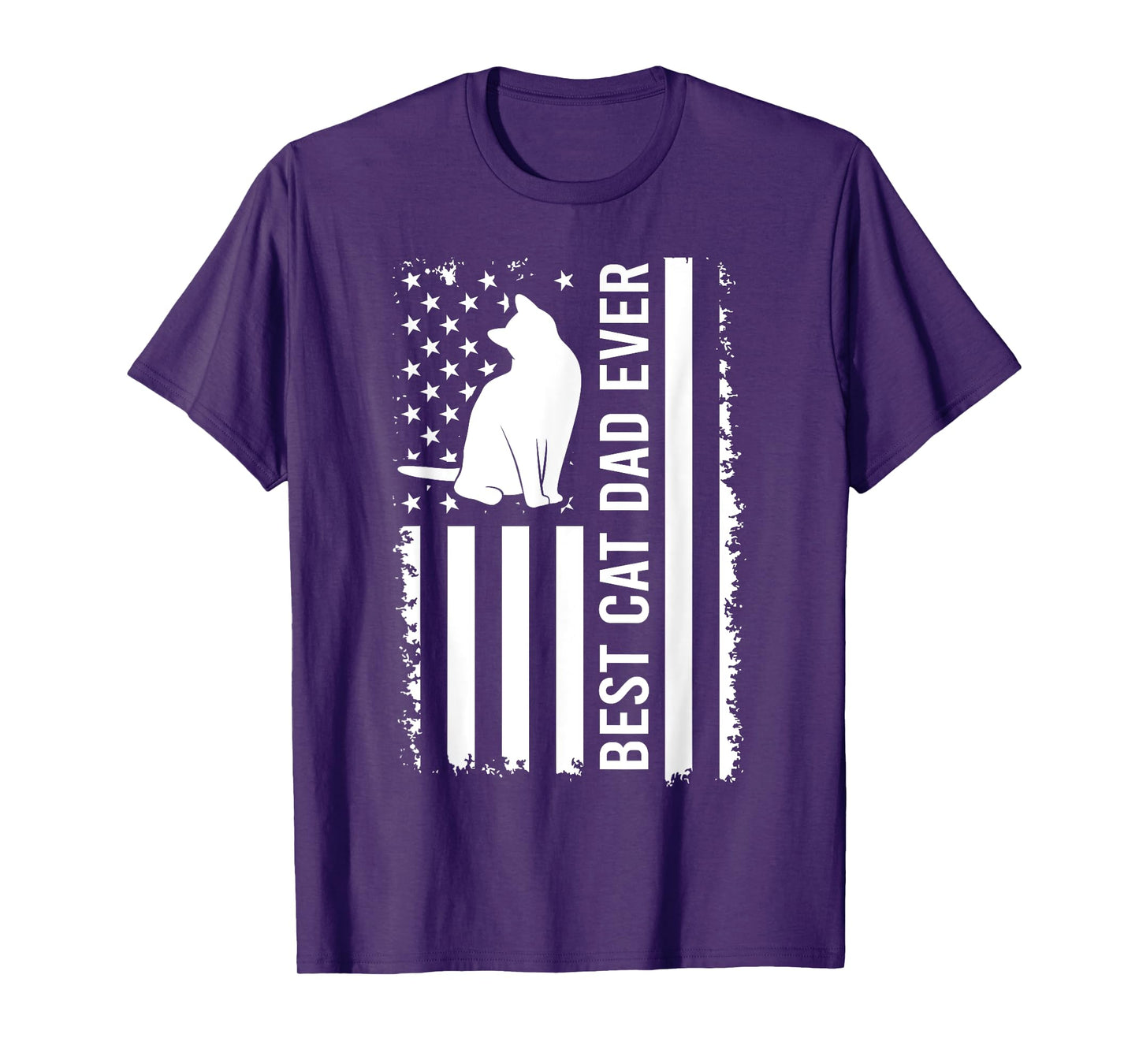 Men's Cat Dad US Flag Kitty Daddy Dad Christmas Fathers Day T-Shirt
