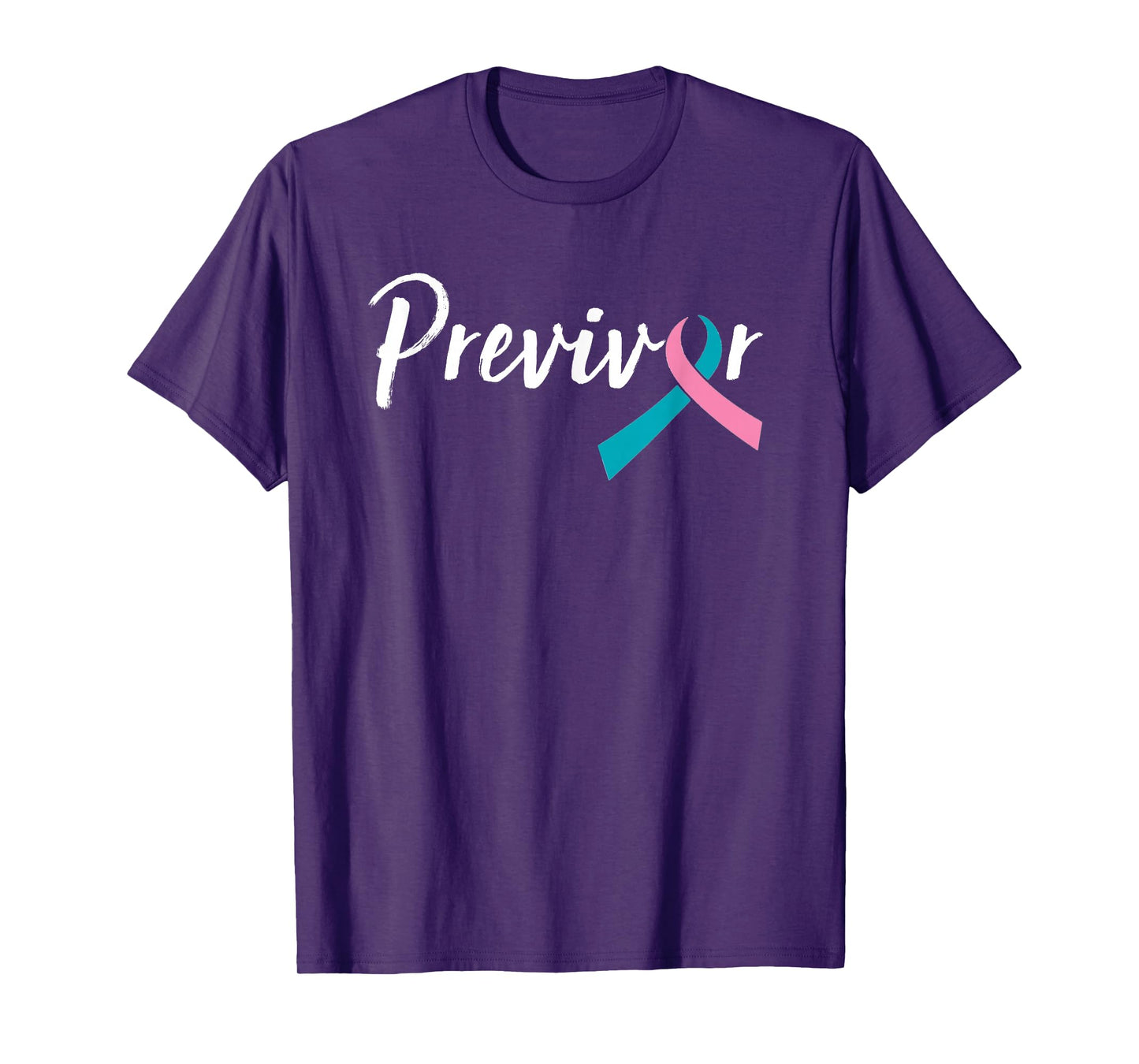 Script Previvor With Pink & Teal Ribbon T-Shirt