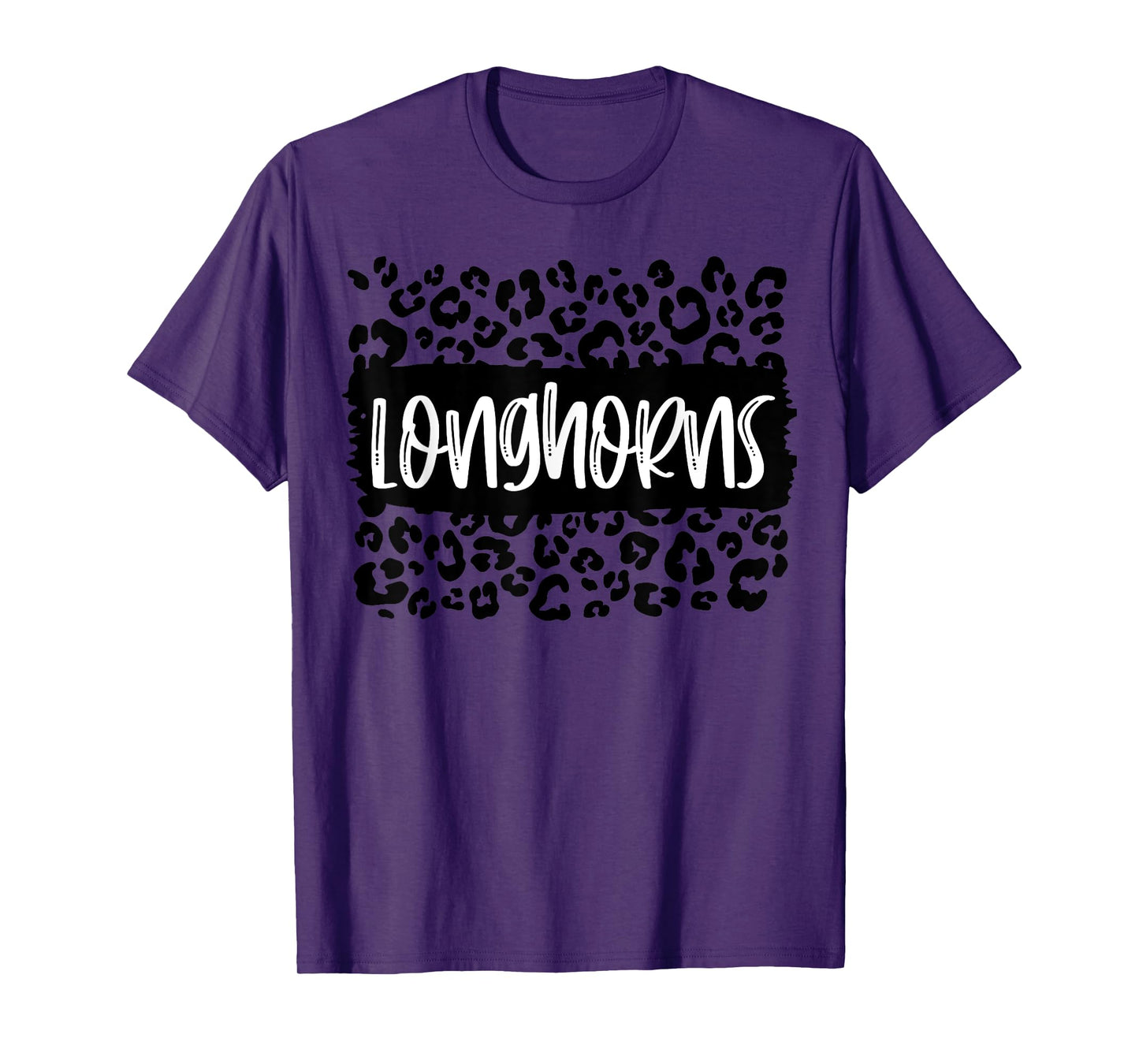 Longhorns Team Mascot School Spirit Game Night Leopard T-Shirt