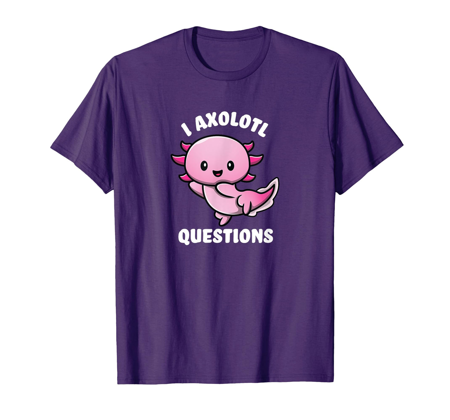 Funny Gifts I Ask A Lot Of Questions Axolotl T-Shirt - Unisex-Adults, Unisex-Kids, Black, Short Sleeve, Small
