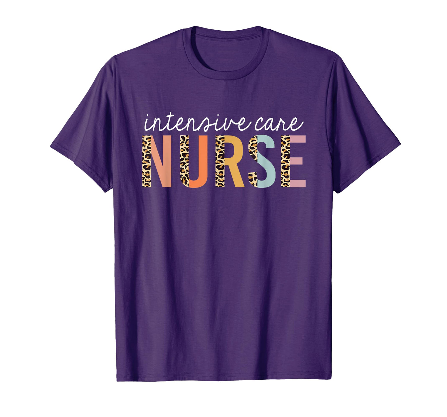 Intensive Care Nurse Leopard Print ICU Nursing School Women T-Shirt