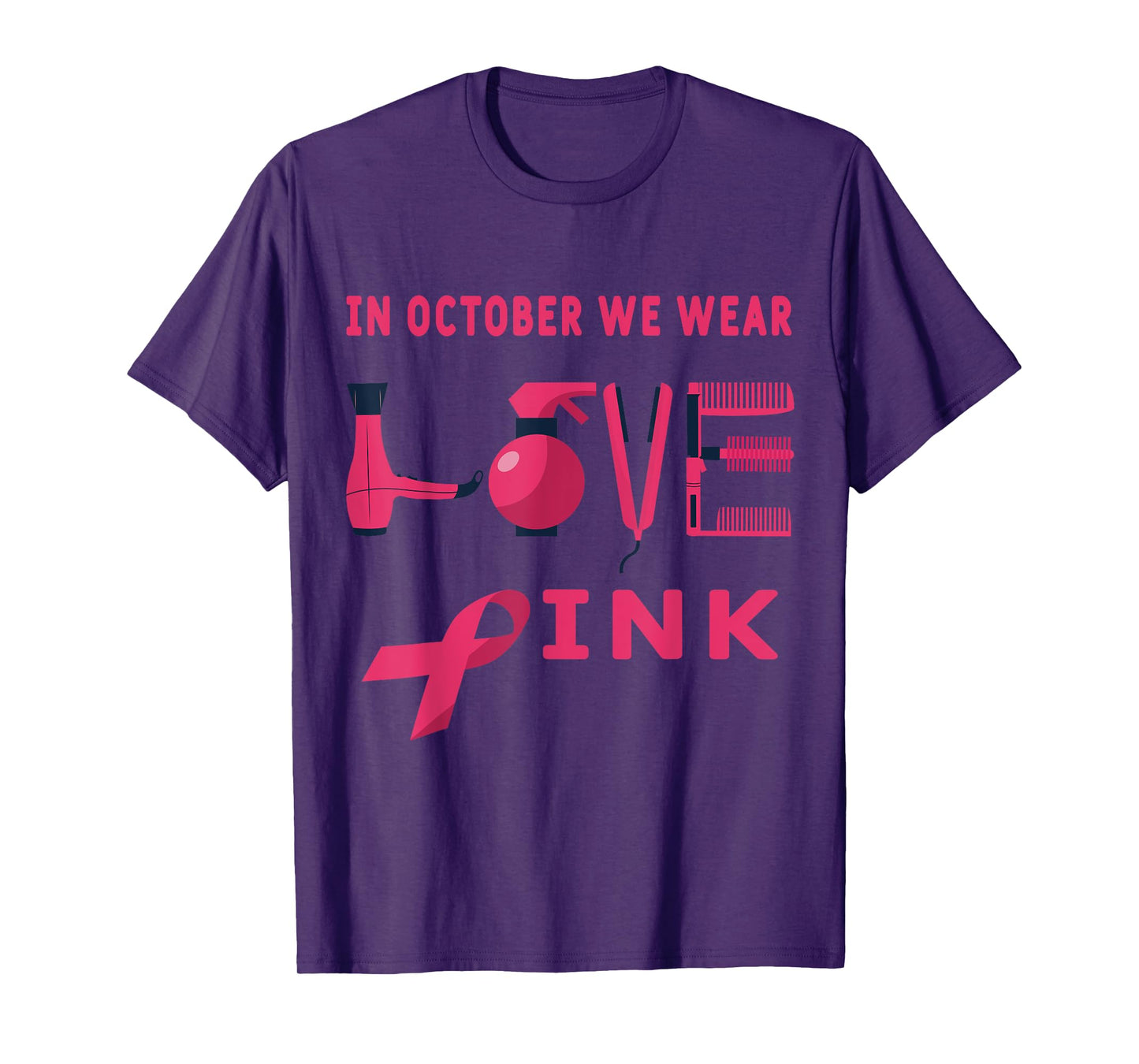 Pink in Oktober we wear pink Tee Hairstylist Breast Cancer Awareness Halloween Hairdresser T-Shirt
