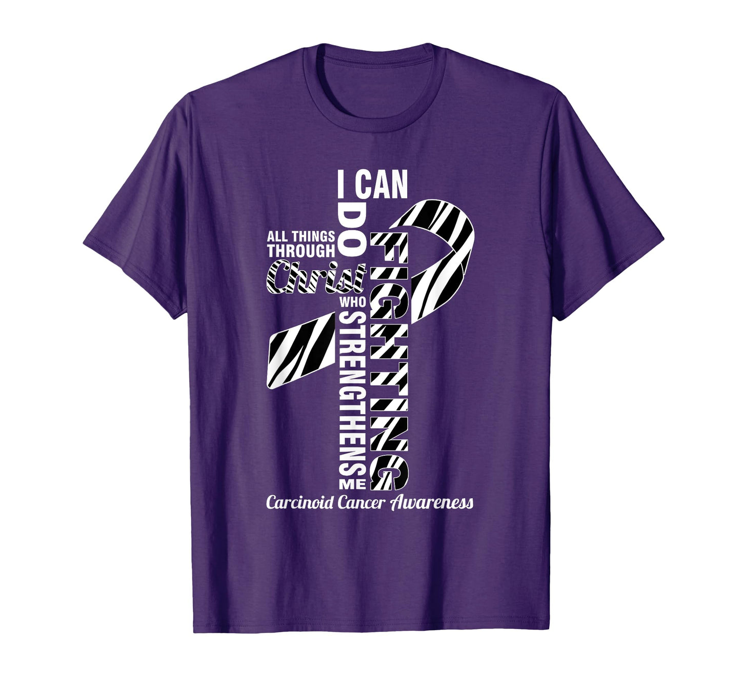 Carcinoid Cancer Awareness Christian Zebra Stripe Ribbon T-Shirt