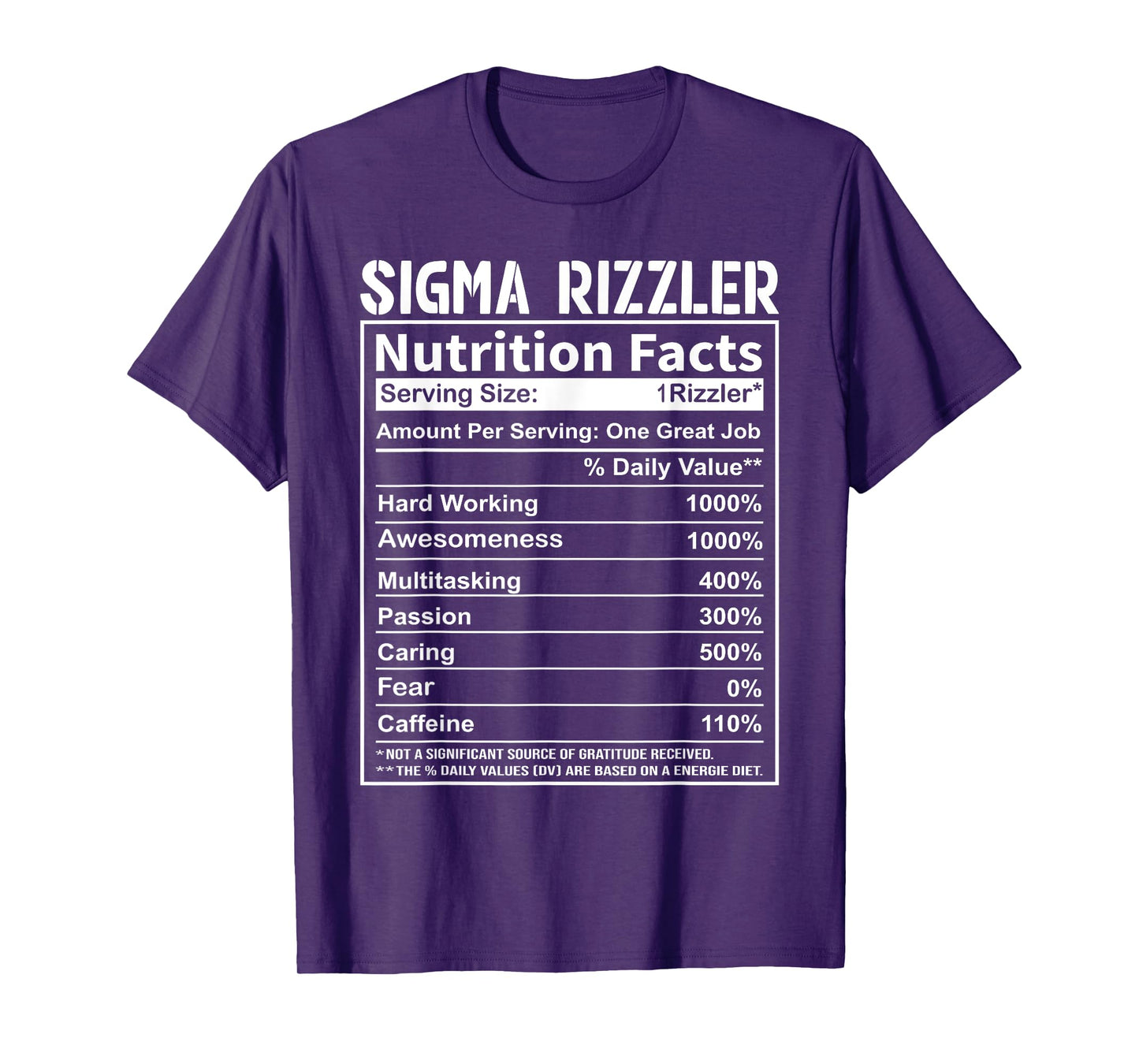 Sigma Rizzler Nutrition Facts Rizz Funny Rizzler Sayin Meme T-Shirt