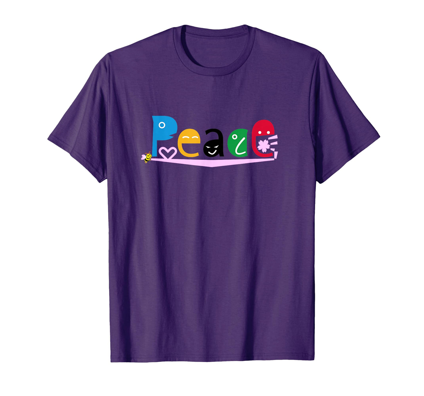 Ren-World 28 People's Dreams Diversity in All People Peaceful World Each Color Heart Cherry Blossom Honey bee Coexist with Nature T-Shirt
