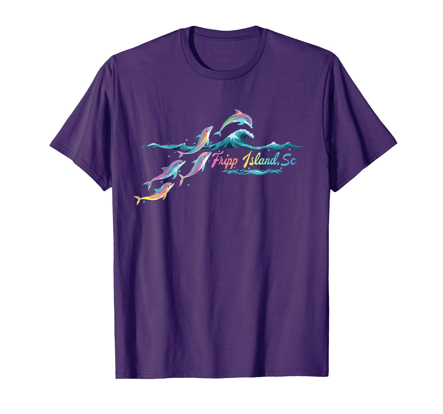 Fripp Island South Carolina Colorful Dolphin Lover Beach T-Shirt