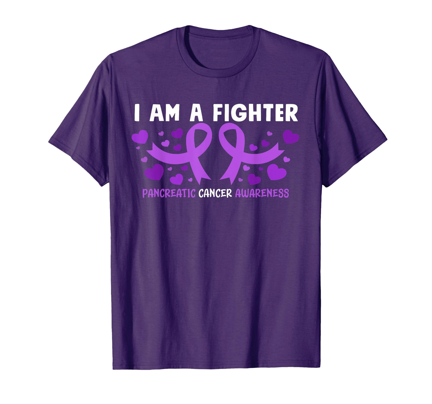 Pancreatic Cancer Awareness Purple Ribbon Heart T-Shirt