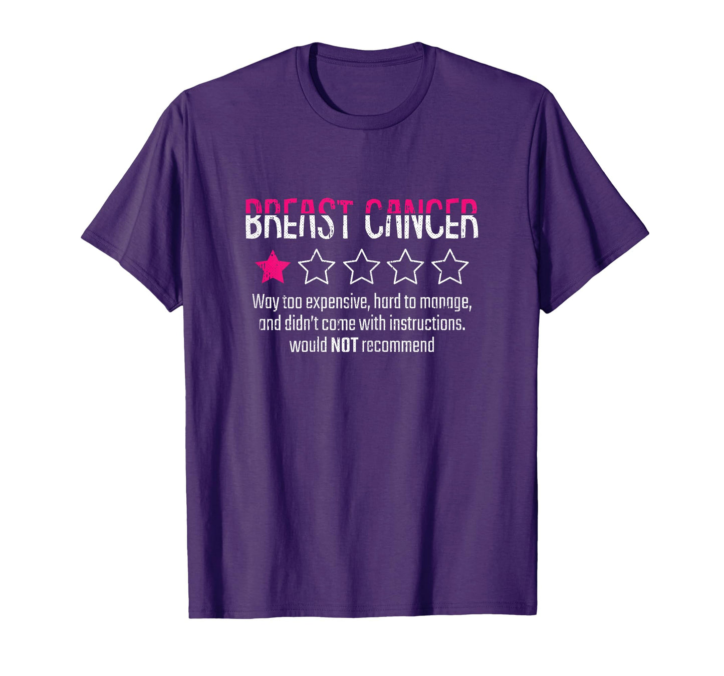 1 Star Rating Breast Cancer Awareness Funny Fighter T-Shirt
