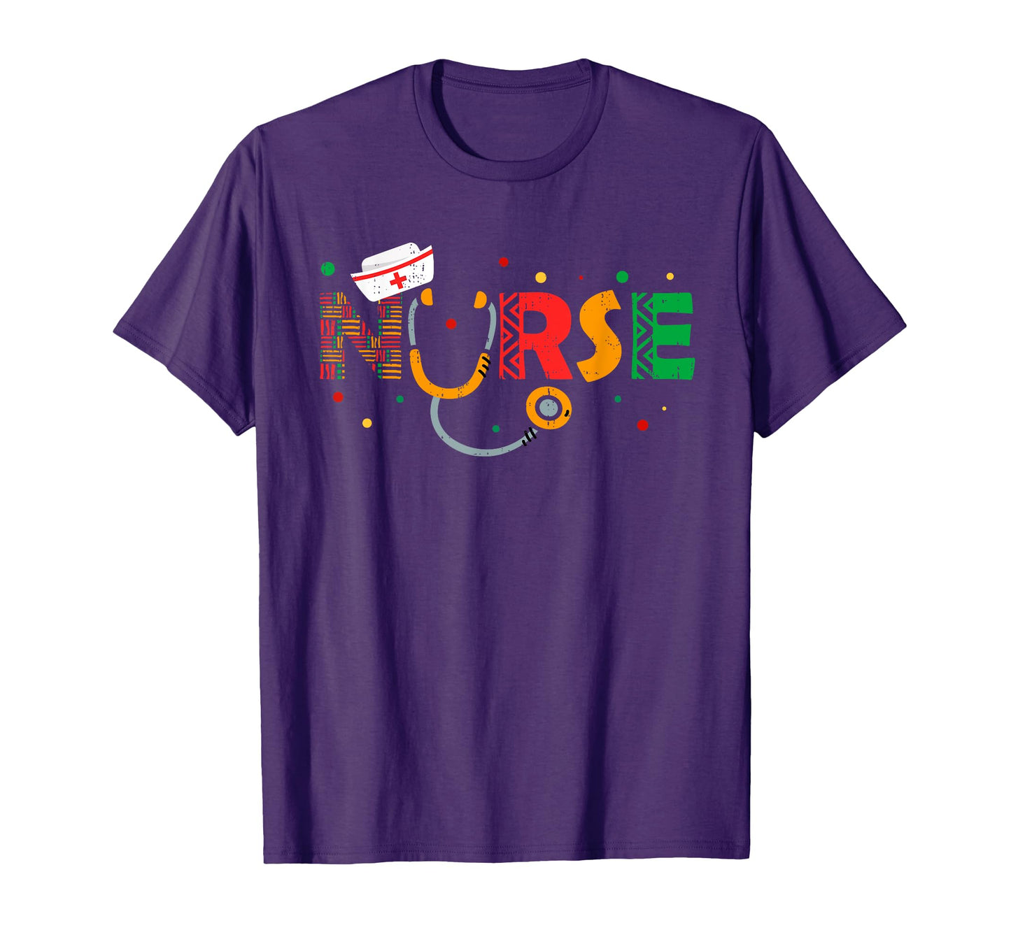 Juneteenth Nurse Stethoscope Melanin RN Afro Cultural Nurse T-Shirt