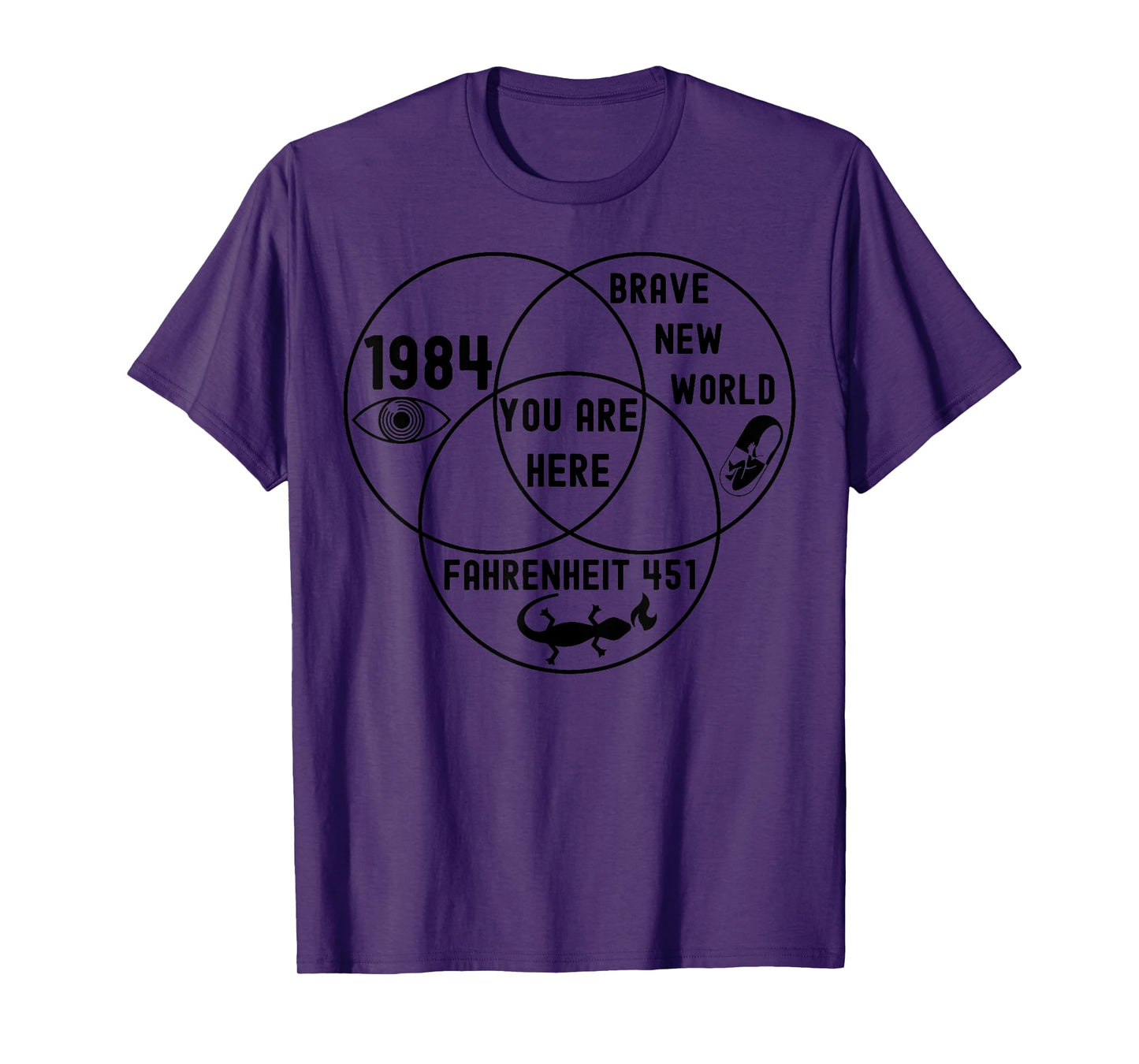 Funny You Are Here Dystopian Venn Diagram English Teacher Bk T-Shirt for Men Women Girls Kids