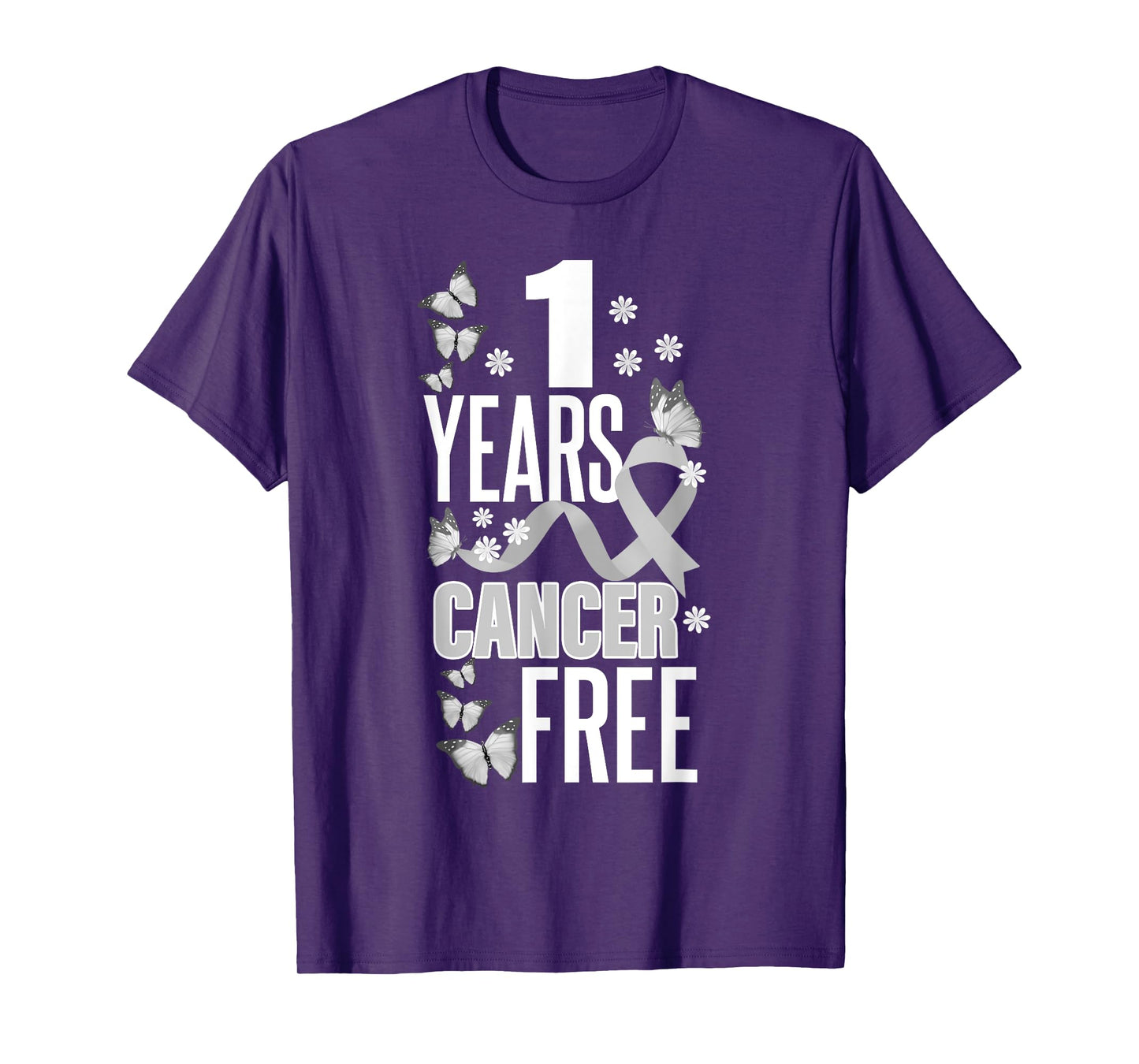 1 Year Cancer Free For Lungs Cancer Awareness T-Shirt
