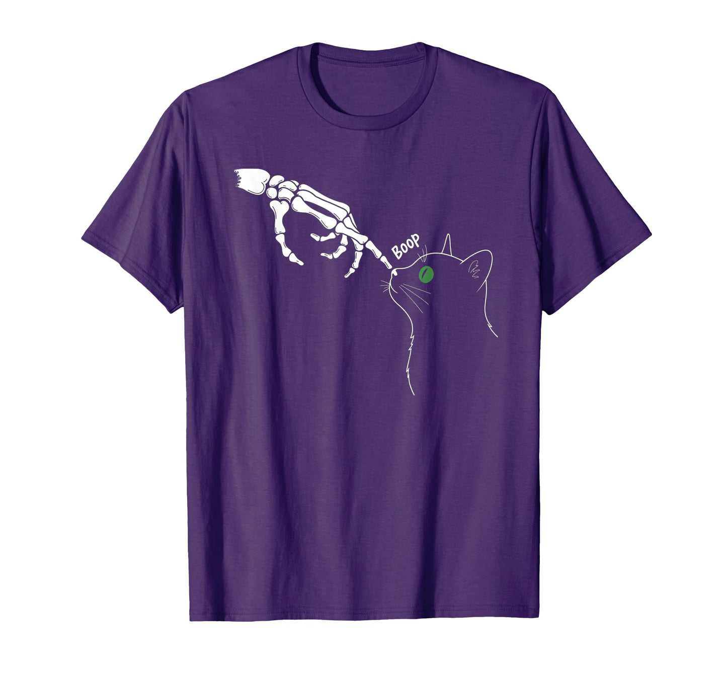 Skeleton Hand Boop On A Cat's Nose Funny Halloween Graphic T-Shirt
