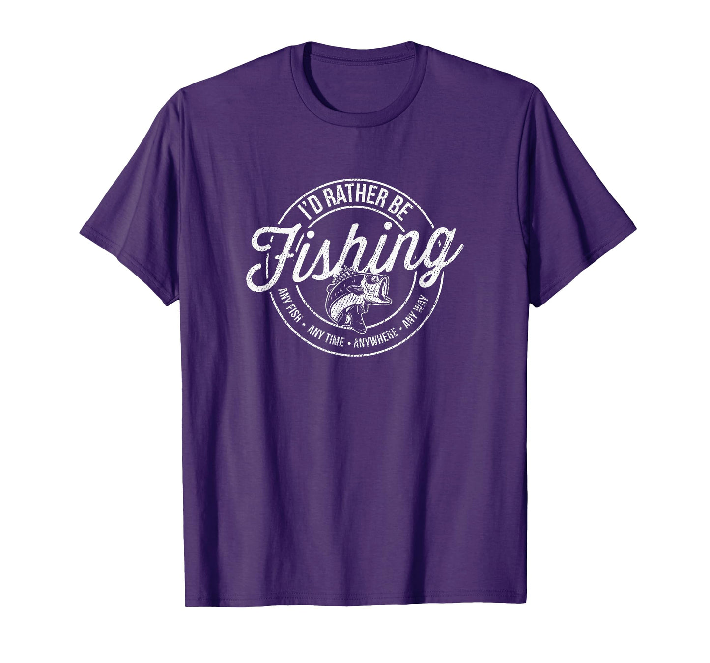 I'd Rather Be Fishing Retro Distressed T-Shirt