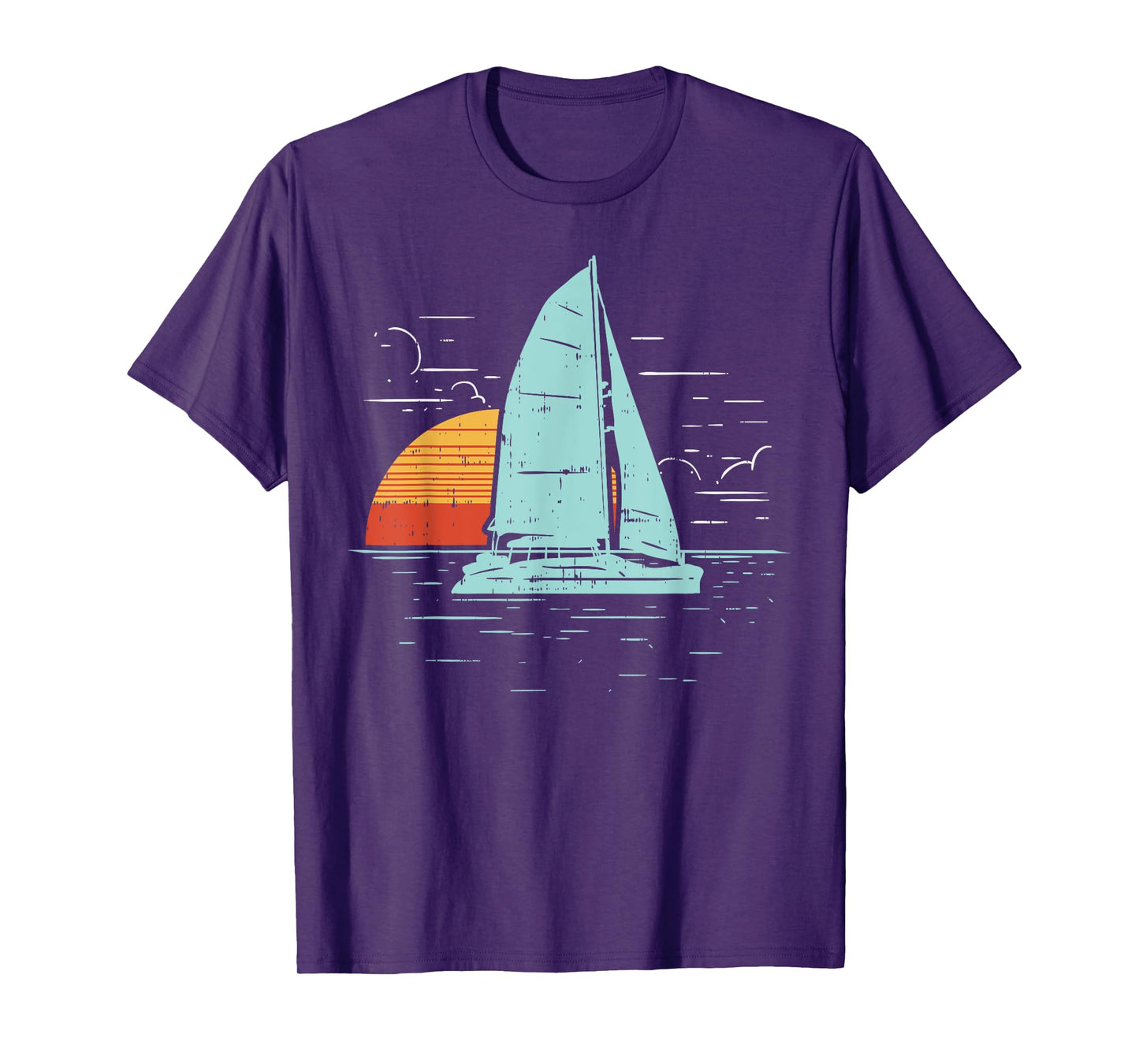 Sailboat Sunset Retro Boating Vacation Boat Sailor Gift T-Shirt