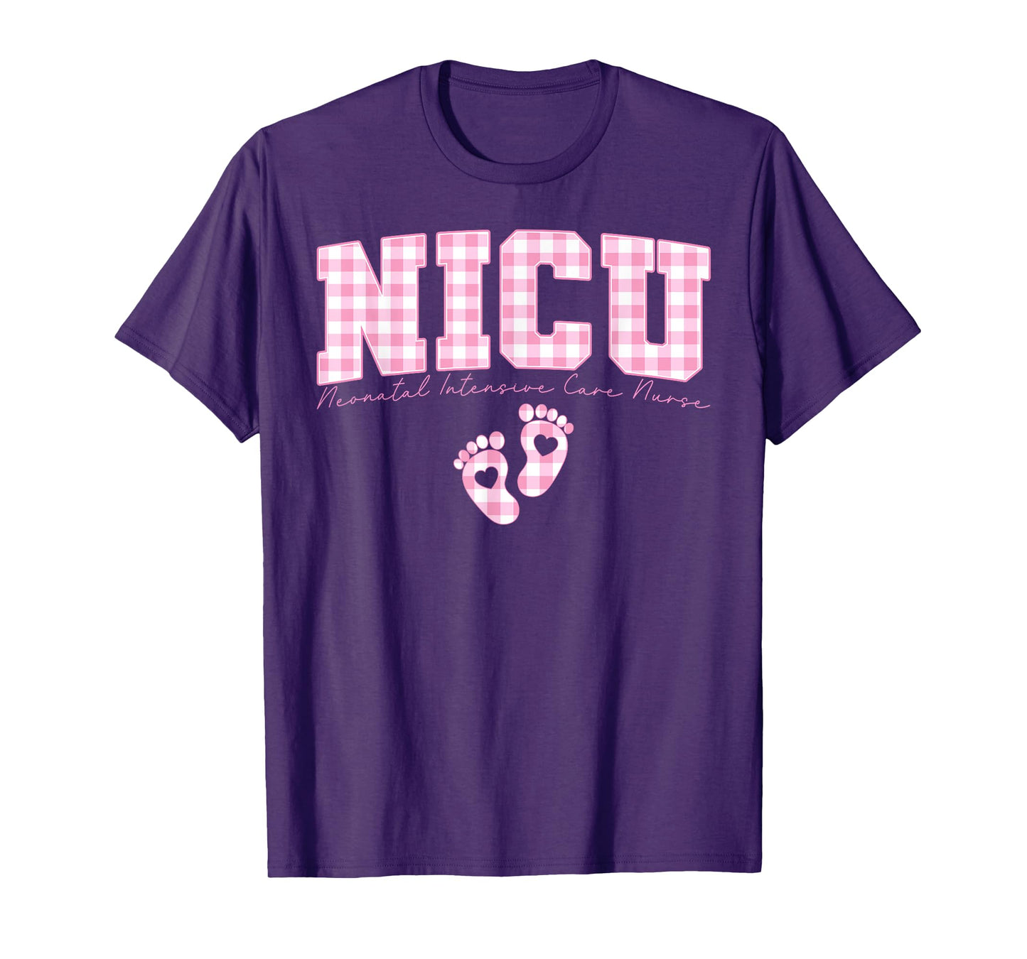 Women NICU Neonatal Intensive Care Nurse NICU Nurse Gingham T-Shirt