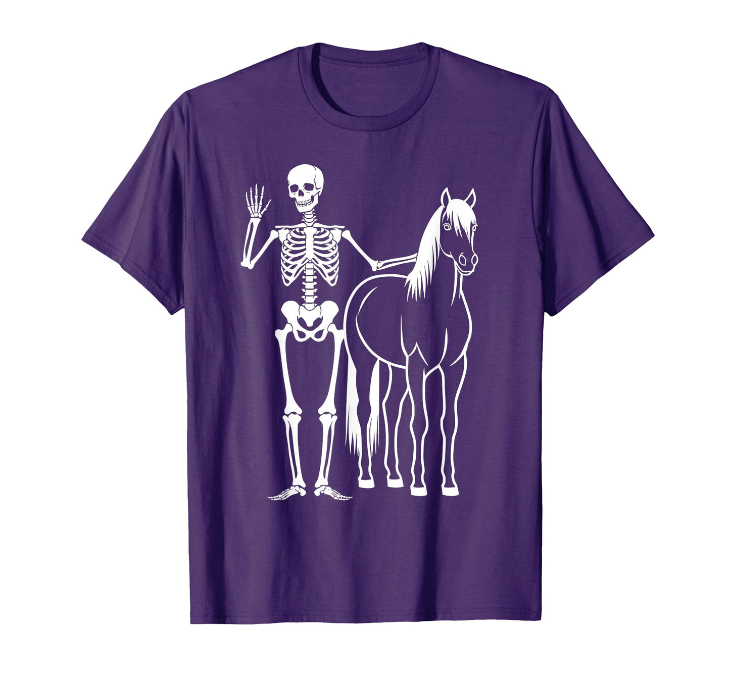 Funny Skeleton and Horse Cute Halloween Cowboy Men Women T-Shirt
