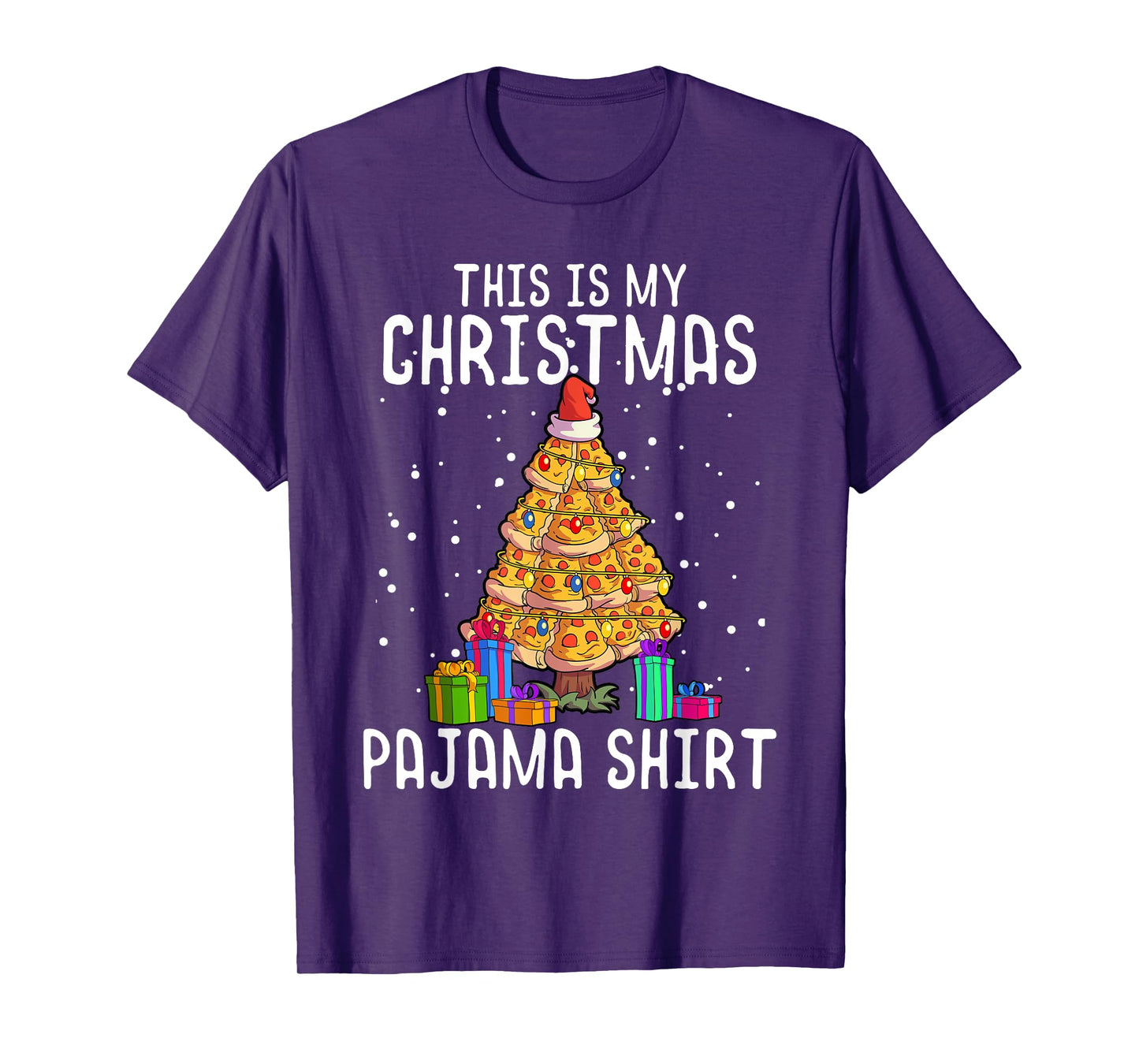 Pizza Christmas Tree Shirt Men Kids Pizza Lover Gift Xmas T-Shirt