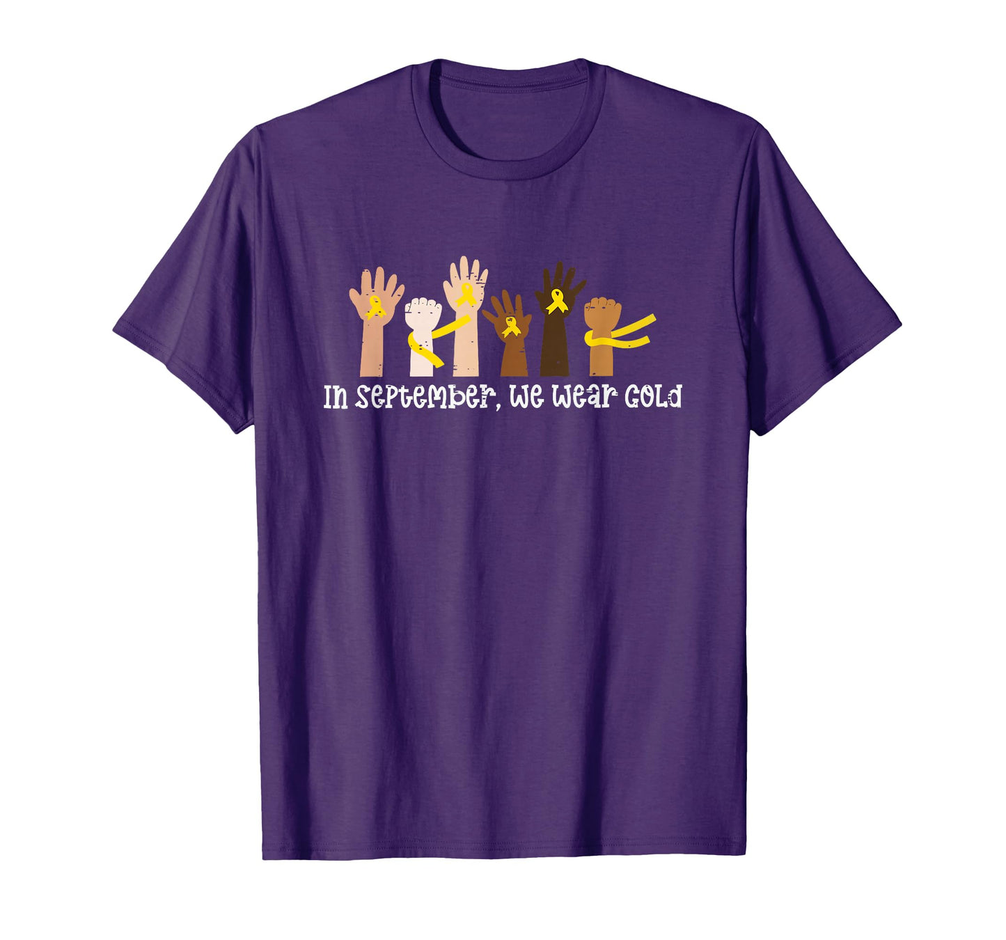 in September We Wear Gold Childhood Cancer Awareness Month T-Shirt