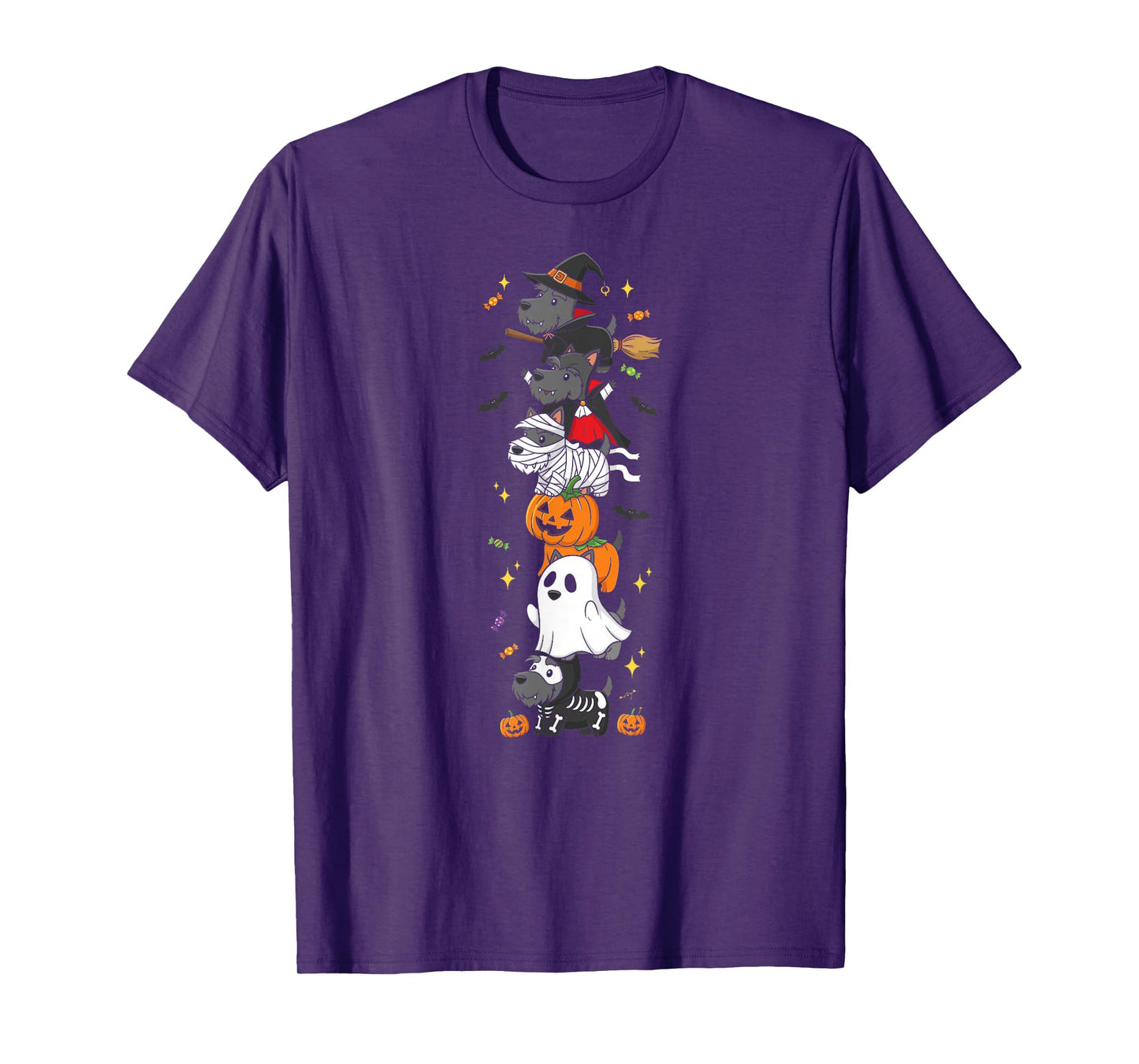 Scottish Terrier Witch Vampire Ghost Halloween Mens Womens T-Shirt