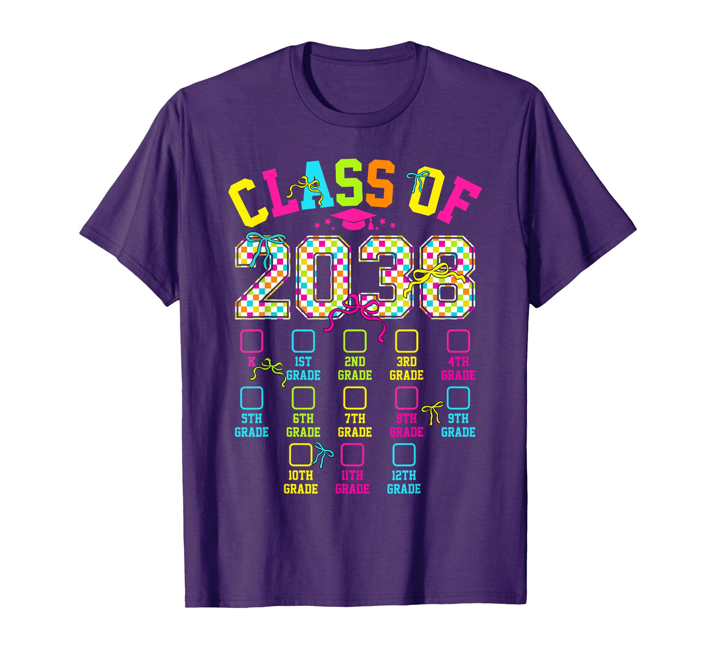 Vintage Retro Class Of 2038 Grow With Me Checklist Graduate T-Shirt