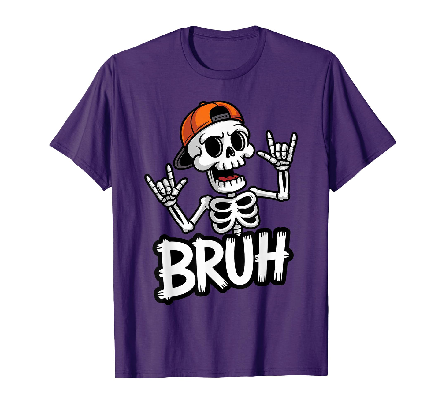 Skeleton Bruh Halloween Punk Rock Boys Kids Trick or Treat T-Shirt