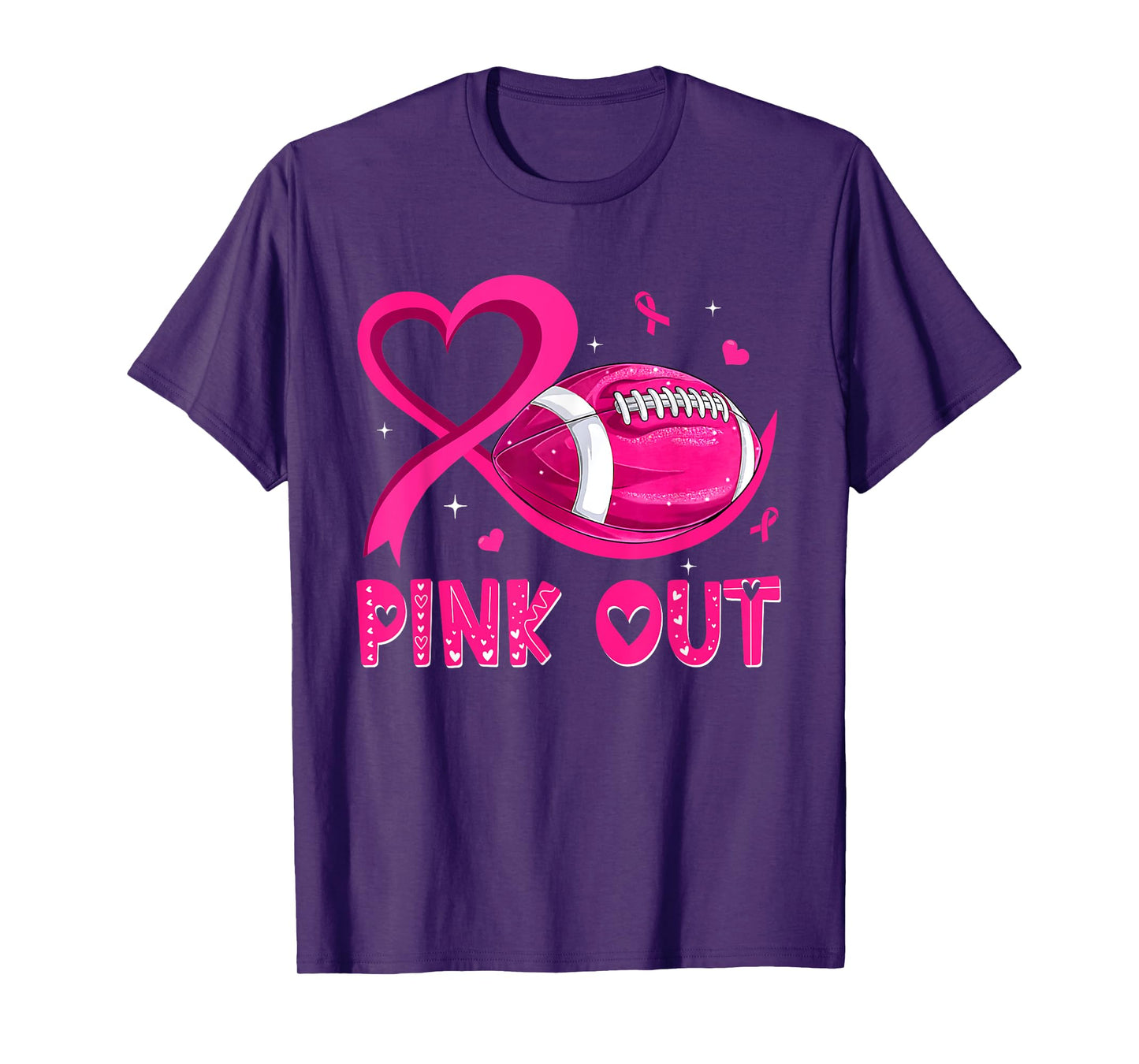 Pink Out Breast Cancer Awareness Football Pink Ribbon Women T-Shirt