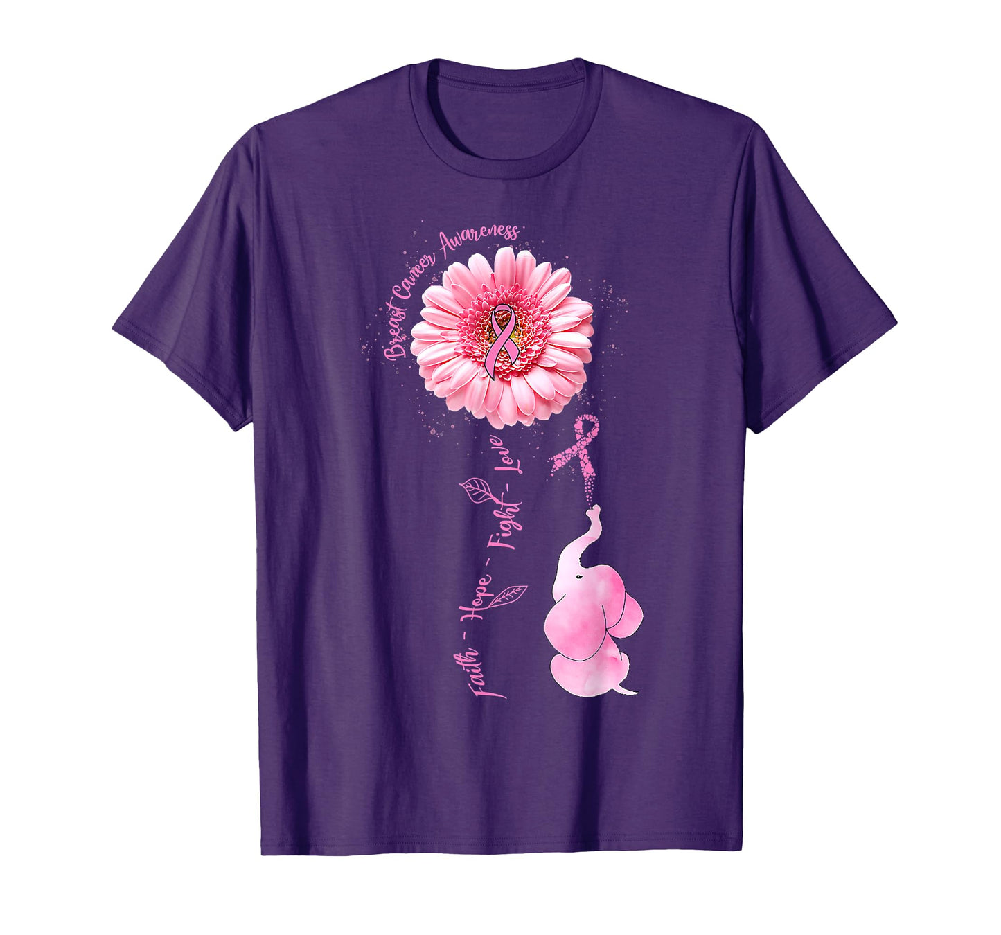 Elephant Faith Hope Love Breast Cancer Awareness Month T-Shirt
