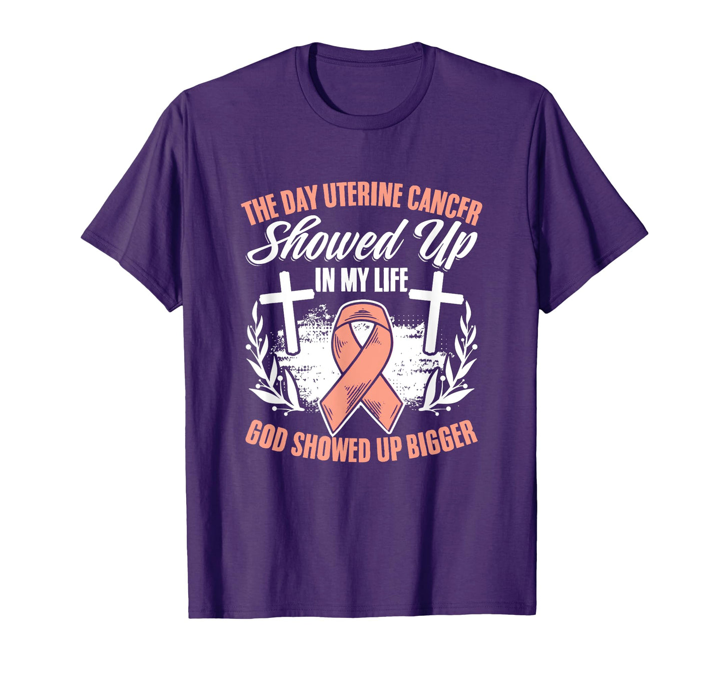 Showed Up Endometrial Cancer Uterine Cancer Awareness T-Shirt