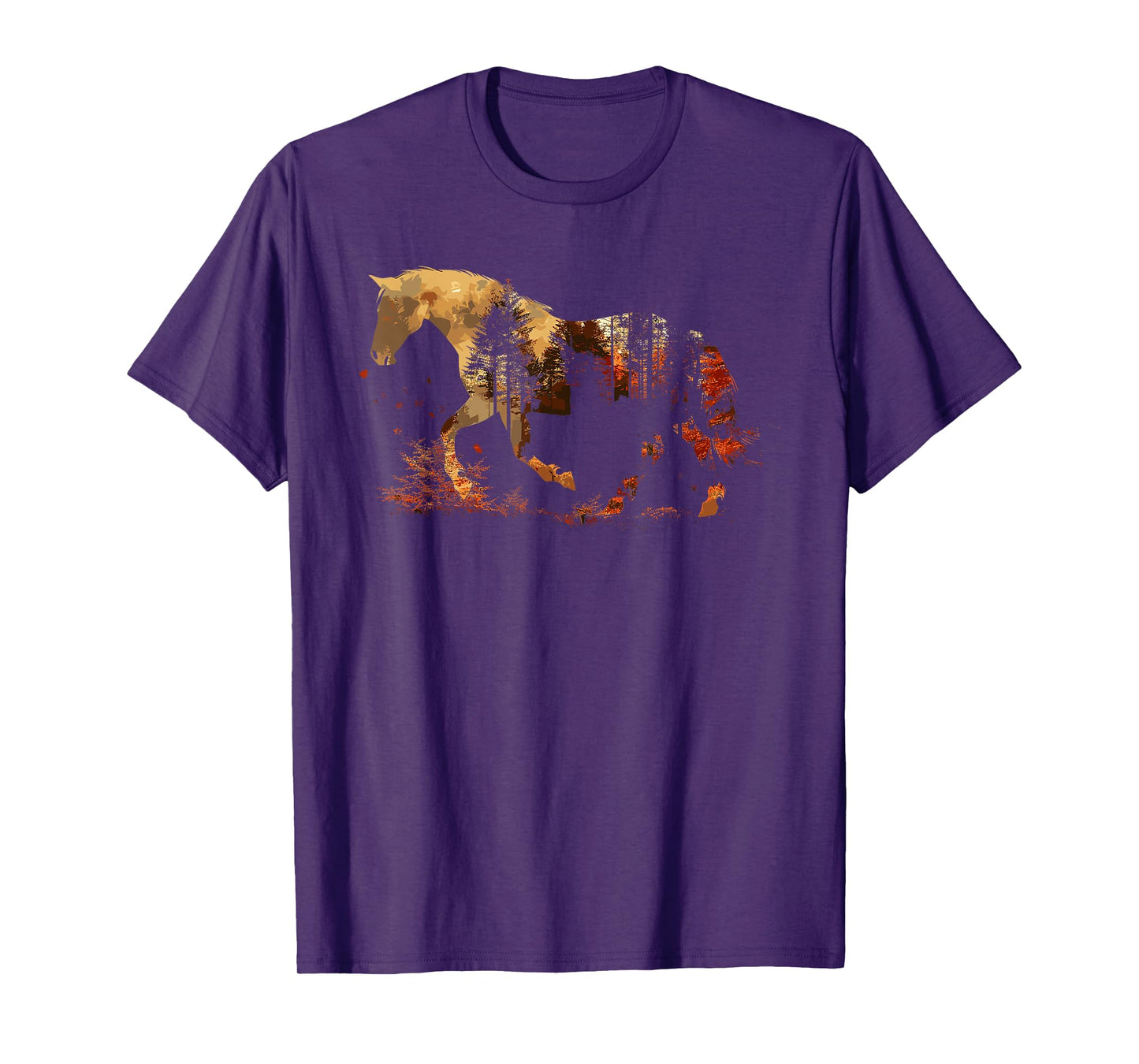 Cute Horse Lover Autumn Leaves Pony Animal Wildlife T-Shirt