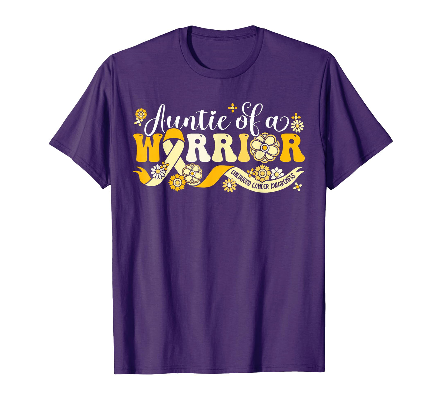 Auntie of a Warrior Childhood Cancer Awareness Support Squad T-Shirt