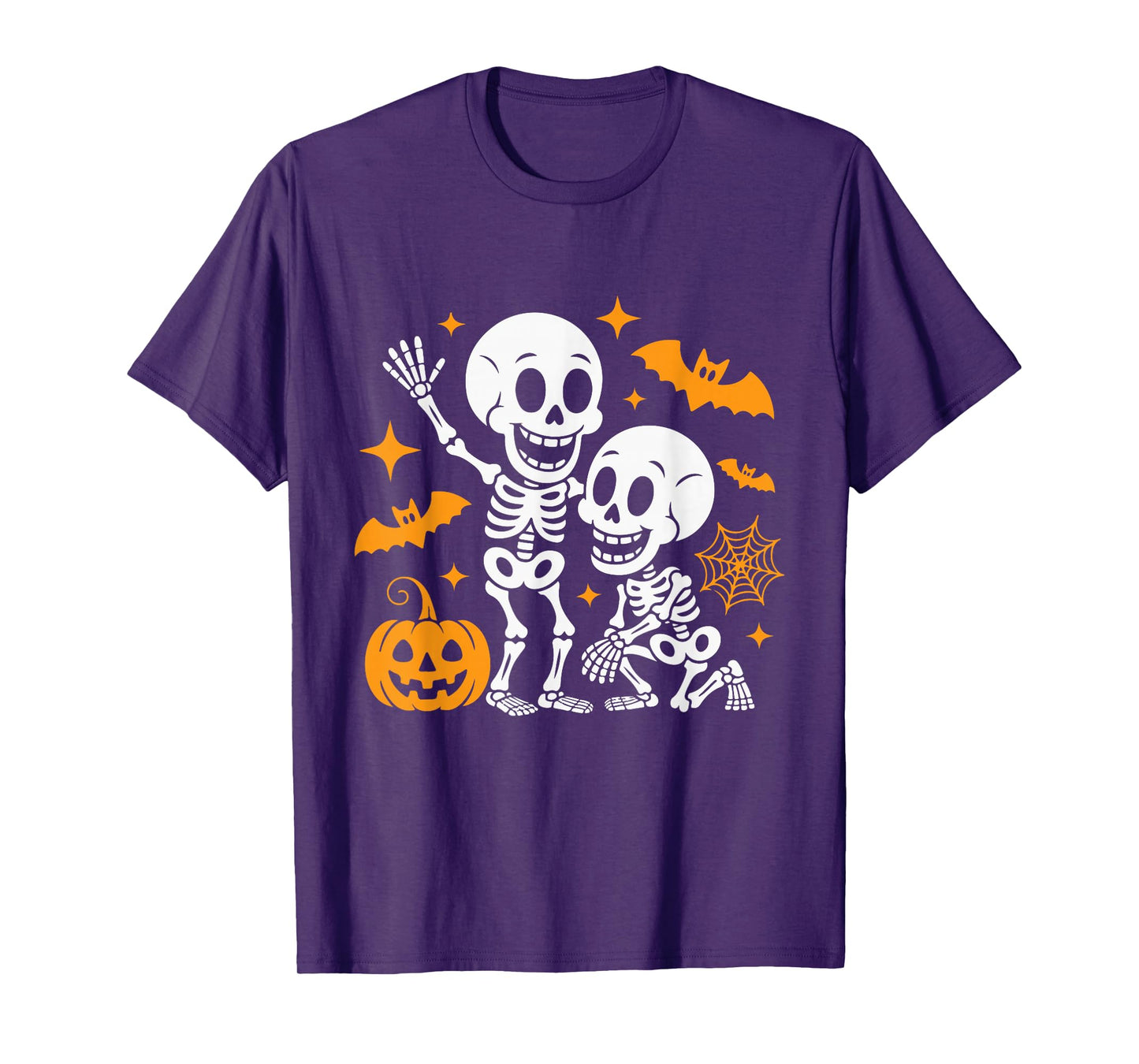 Cute Funny Halloween Skeleton Pumpkin Bat Costume T-Shirt