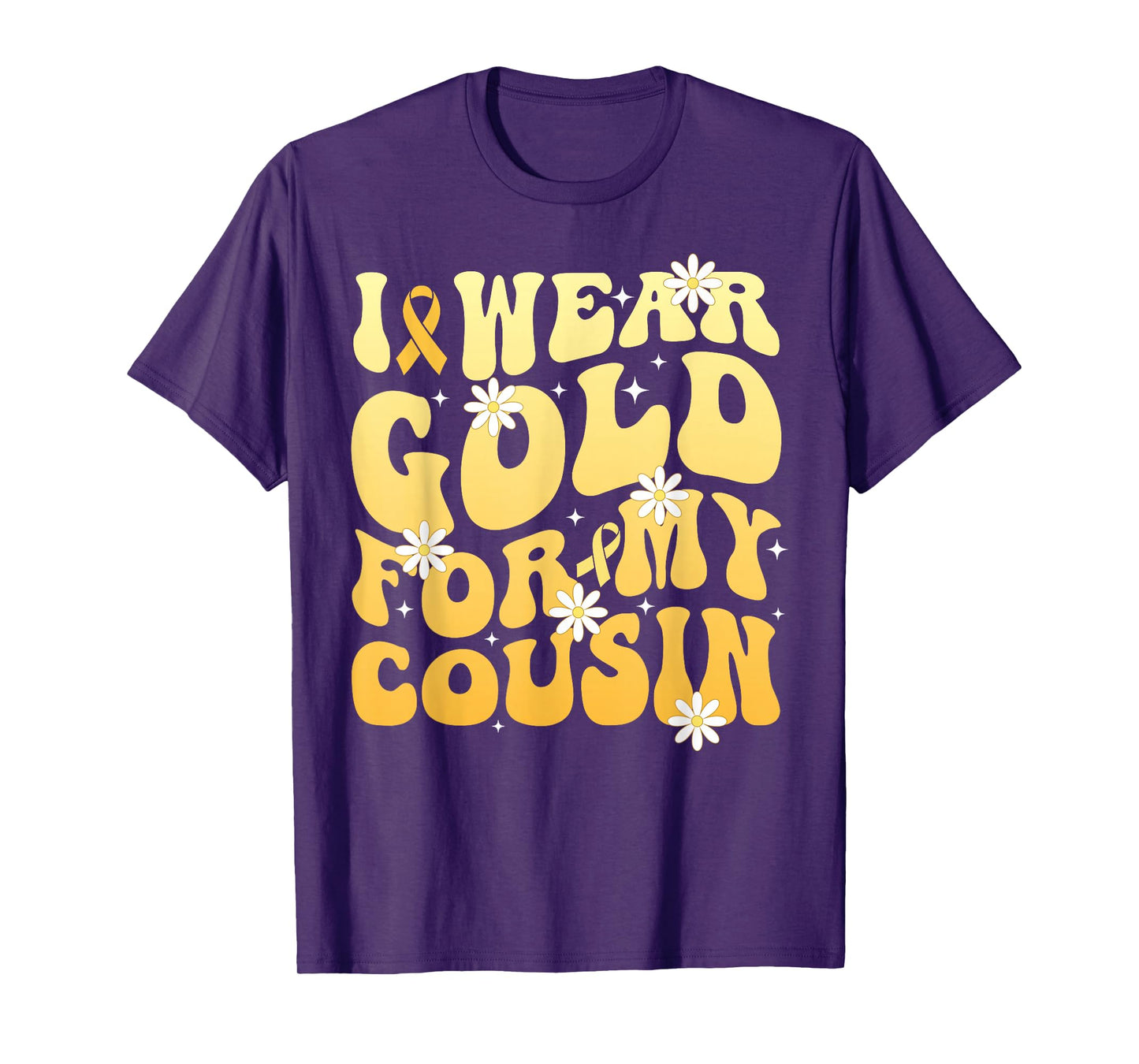I Wear Gold for My Cousin Childhood Cancer Awareness Ribbon T-Shirt