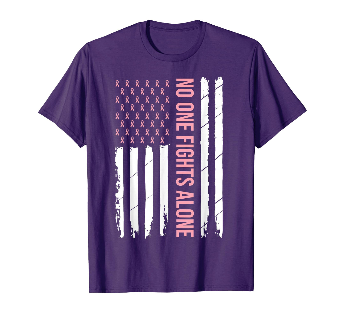 Breast Cancer Awareness Pink Ribbon USA American Flag Men T-Shirt