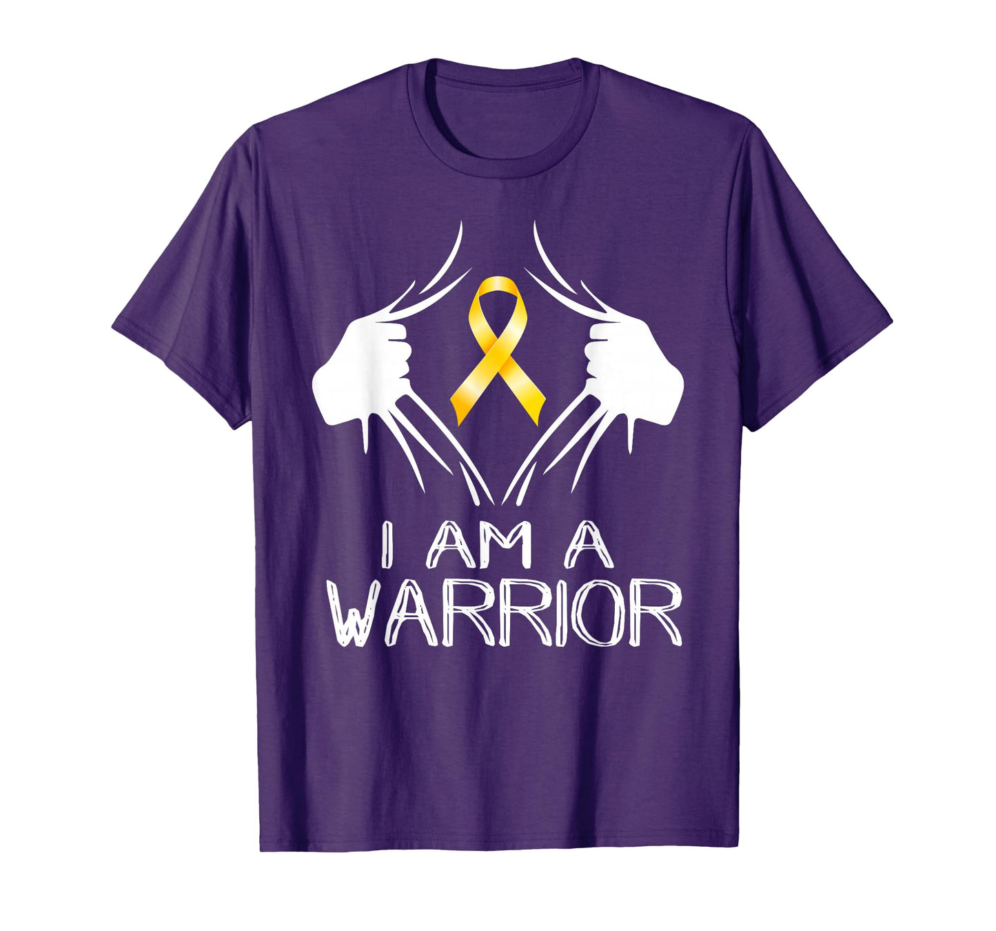 I Am A Warrior Childhood Cancer Awareness Gold Ribbon Gifts T-Shirt