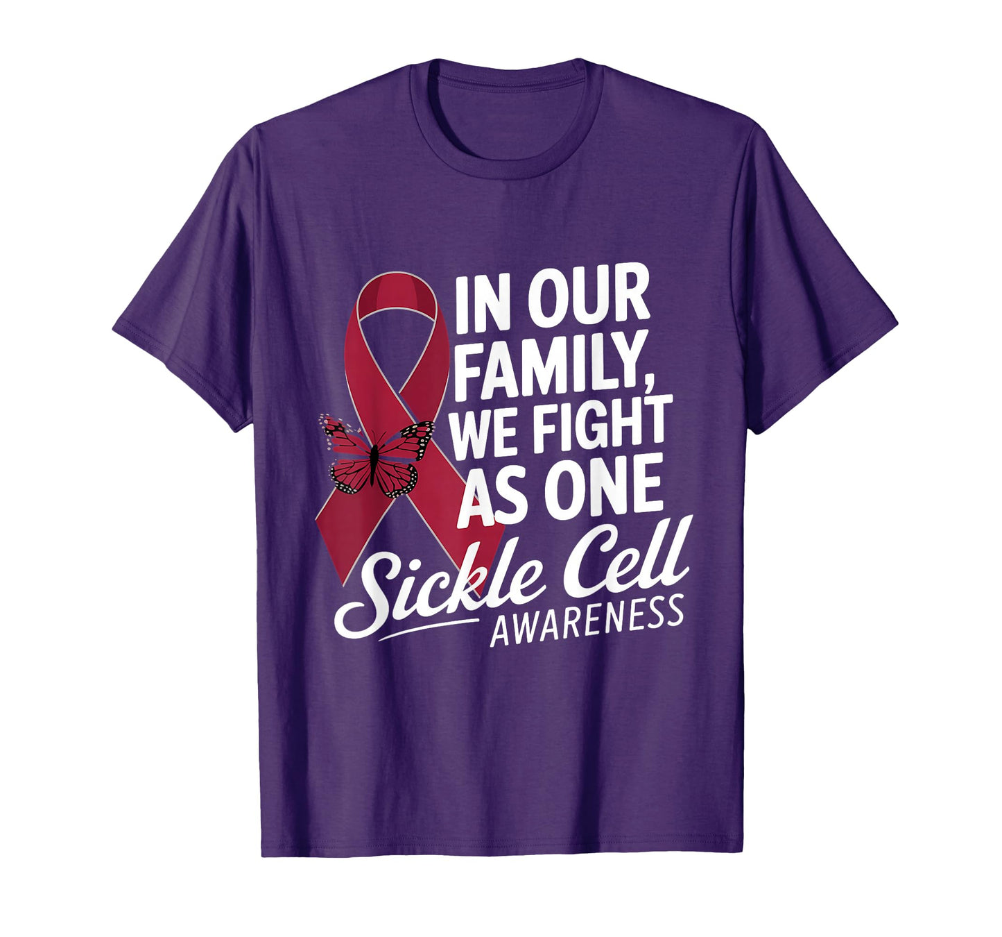 Sickle Cell Awareness Burgundy Ribbon We FIght As One T-Shirt