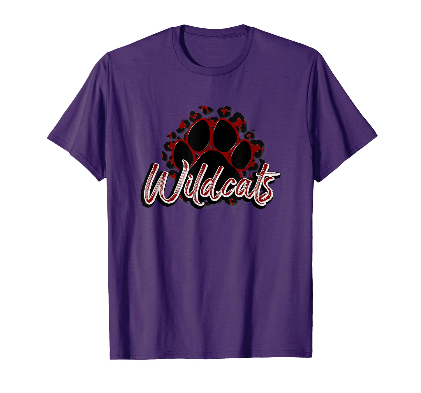 Wildcats Maroon Black Cheetah School Sports Fan Team Spirit T-Shirt