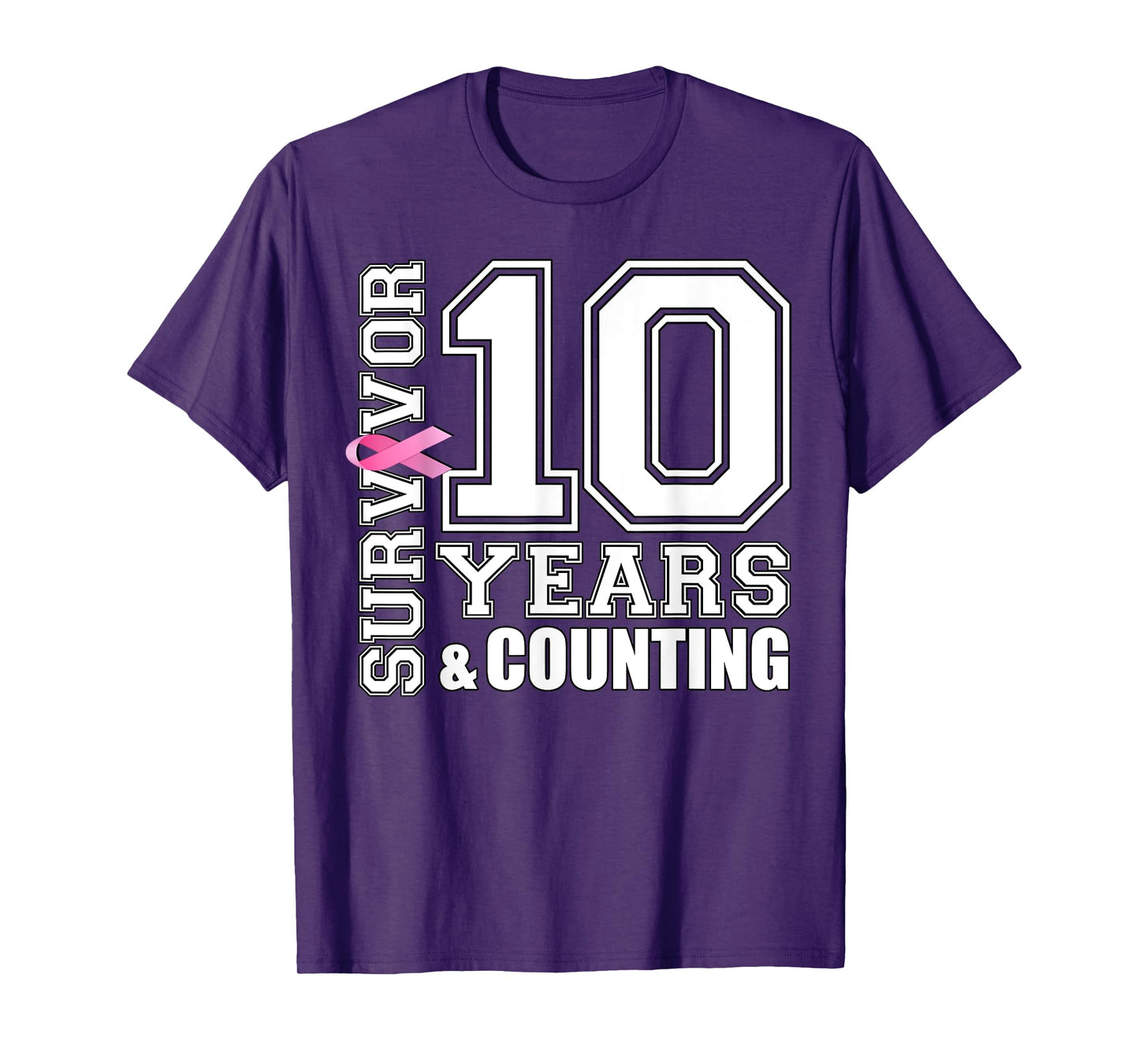 10 Years Breast Cancer Survivor Pink Ribbon Gifts For Women T-Shirt