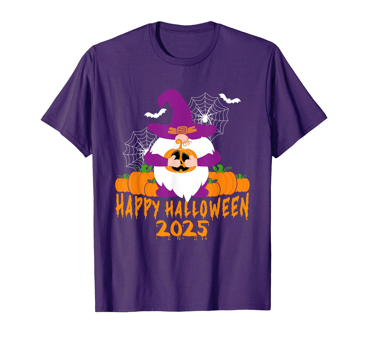 Happy Halloween 2025 Gnome Pumpkin Autumn Fall Men Women T-Shirt