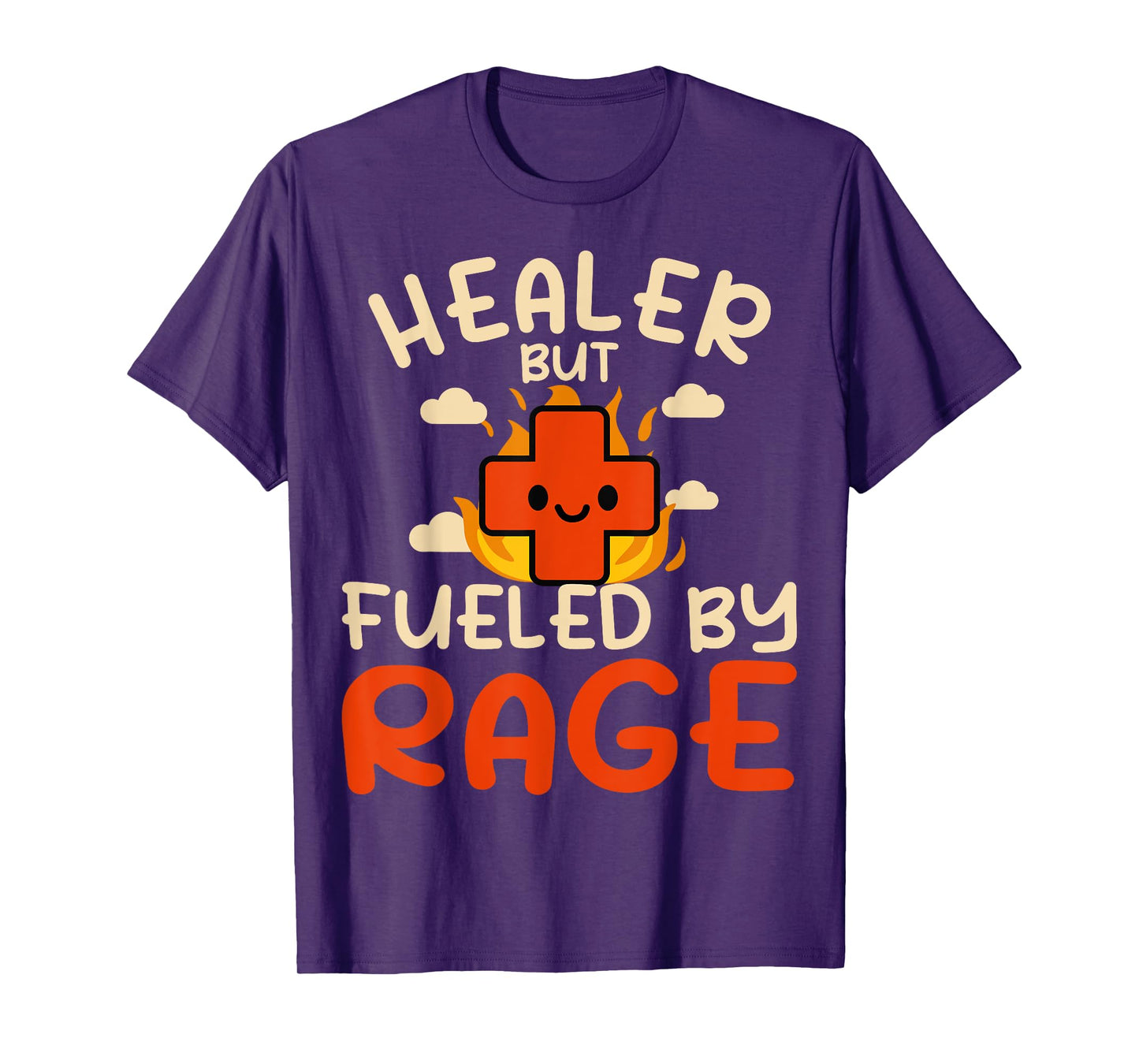 Healer But Fueled By Rage RPG Gamer Heals Doctor Cute Nurse T-Shirt