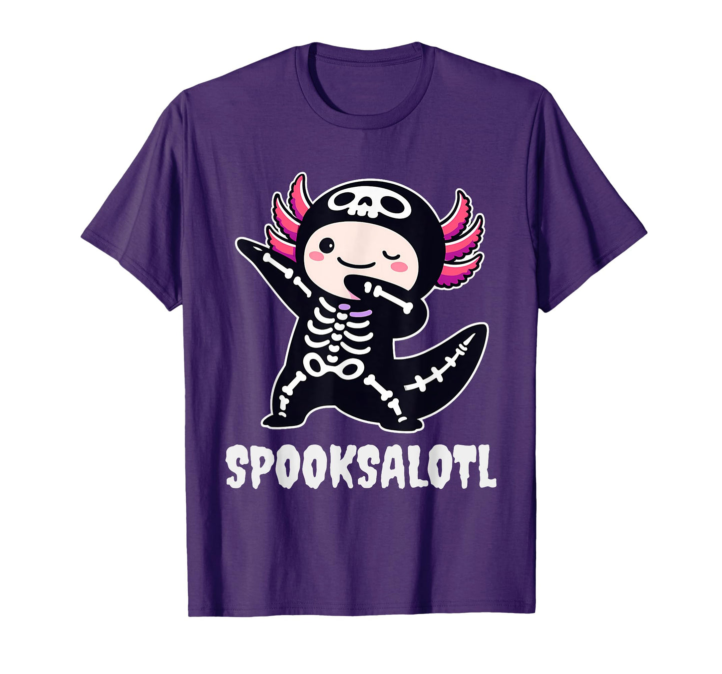 Spooksalotl Axolotl Skeleton Halloween for Kids Boys Girls T-Shirt