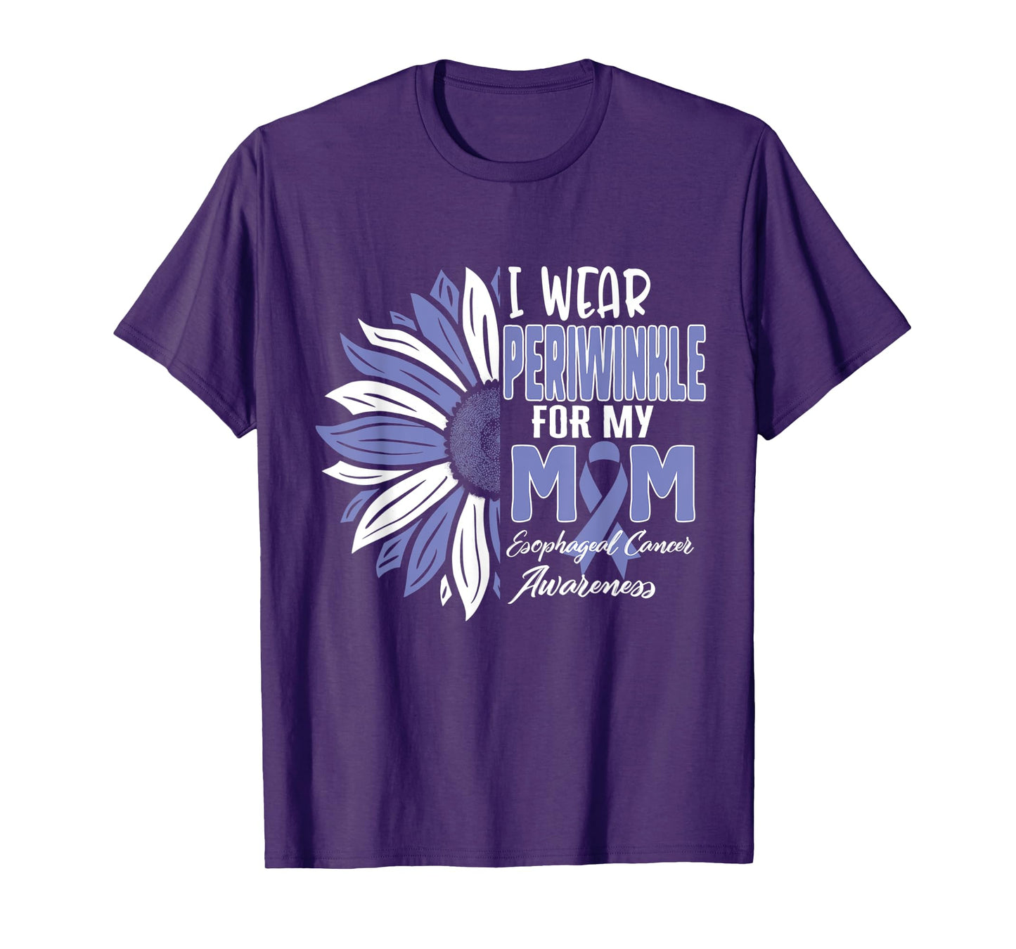 I Wear Periwinkle For My MOM Esophageal Cancer Awareness Rib T-Shirt