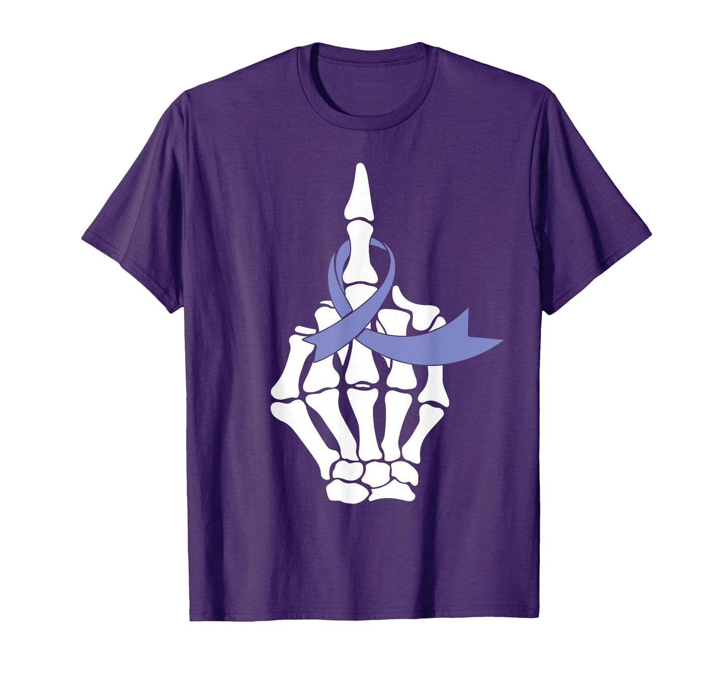 Fuck Esophageal Cancer Middle Finger Periwinkle Ribbon T-Shirt